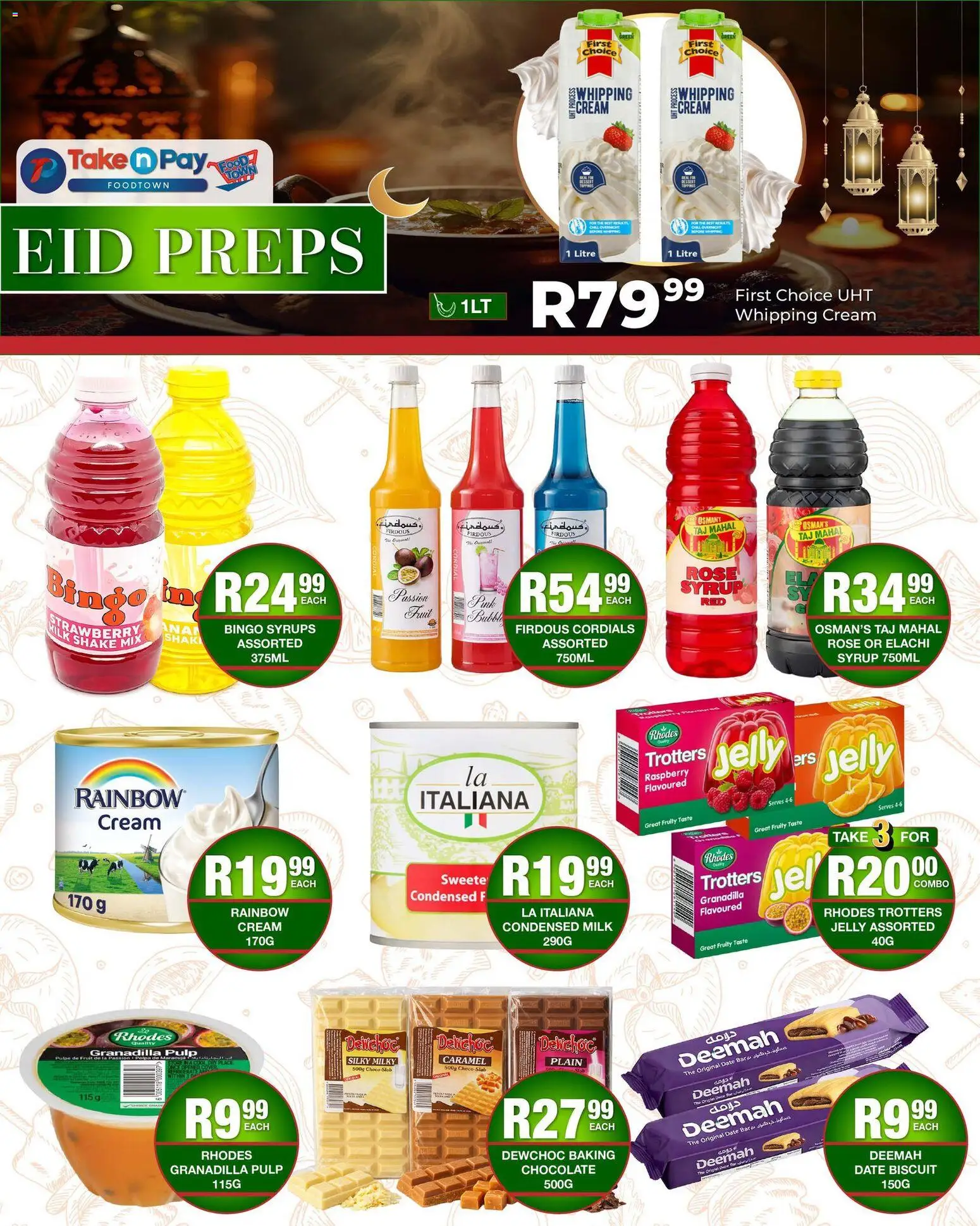 New Take n Pay catalogue – valid from 09.03.2026 | Page: 13 | Products: Milk, Condensed milk, Syrup, Fruit