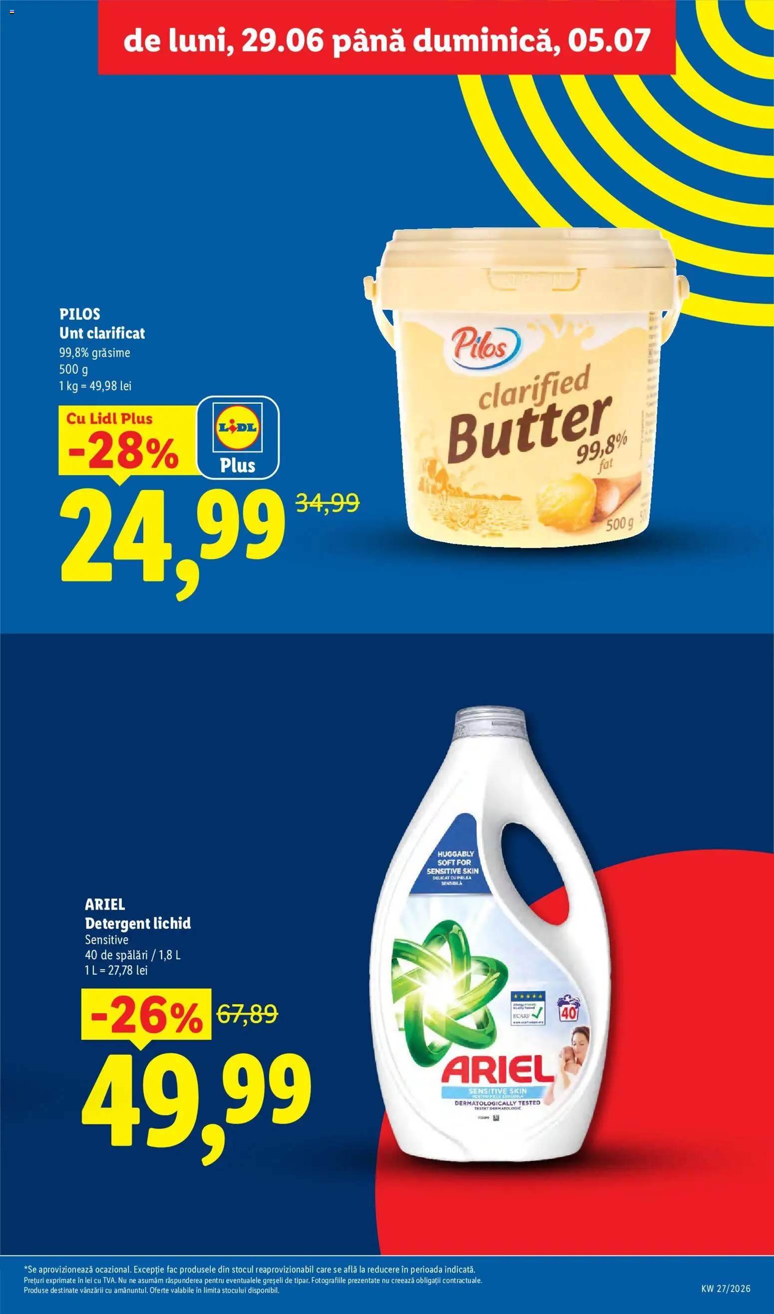 Noul catalog Lidl – valabil de la 29.06.2026 | Pagină: 3 | Produse: Toplar, Unt, Detergent