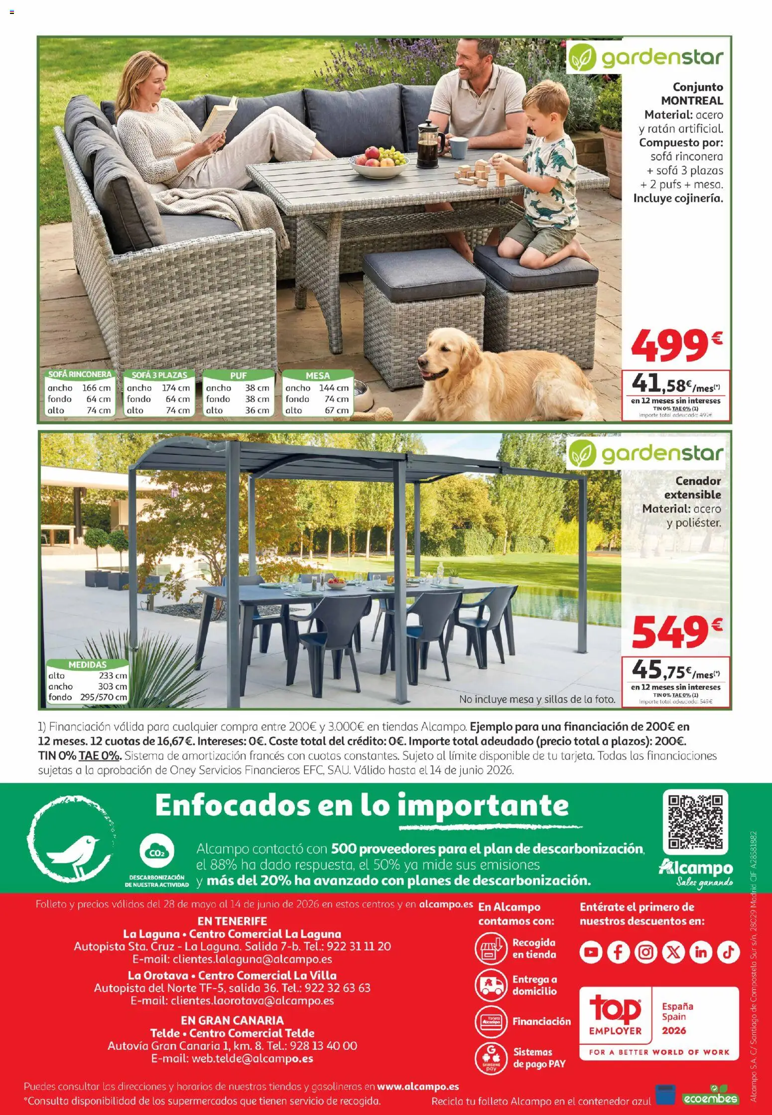 Alcampo Aire Libre Canarias │ válido desde el 28.05.2026 | Página: 16 | Productos: Sofá, Mesa
