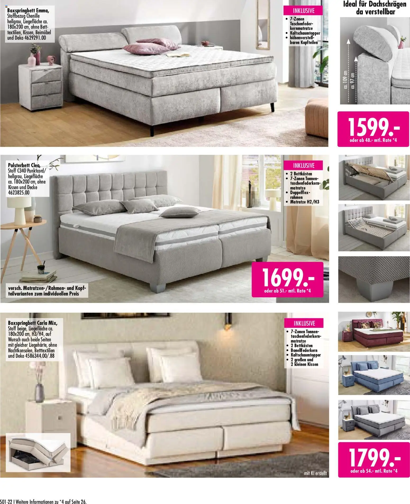 SB Möbel Boss Mach Dein Schlafzimmer zur Wohlfühlzone – gültig ab 02.10.2026 | Seite: 22 | Produkte: Matratze, Kissen, Decke, Polsterbett