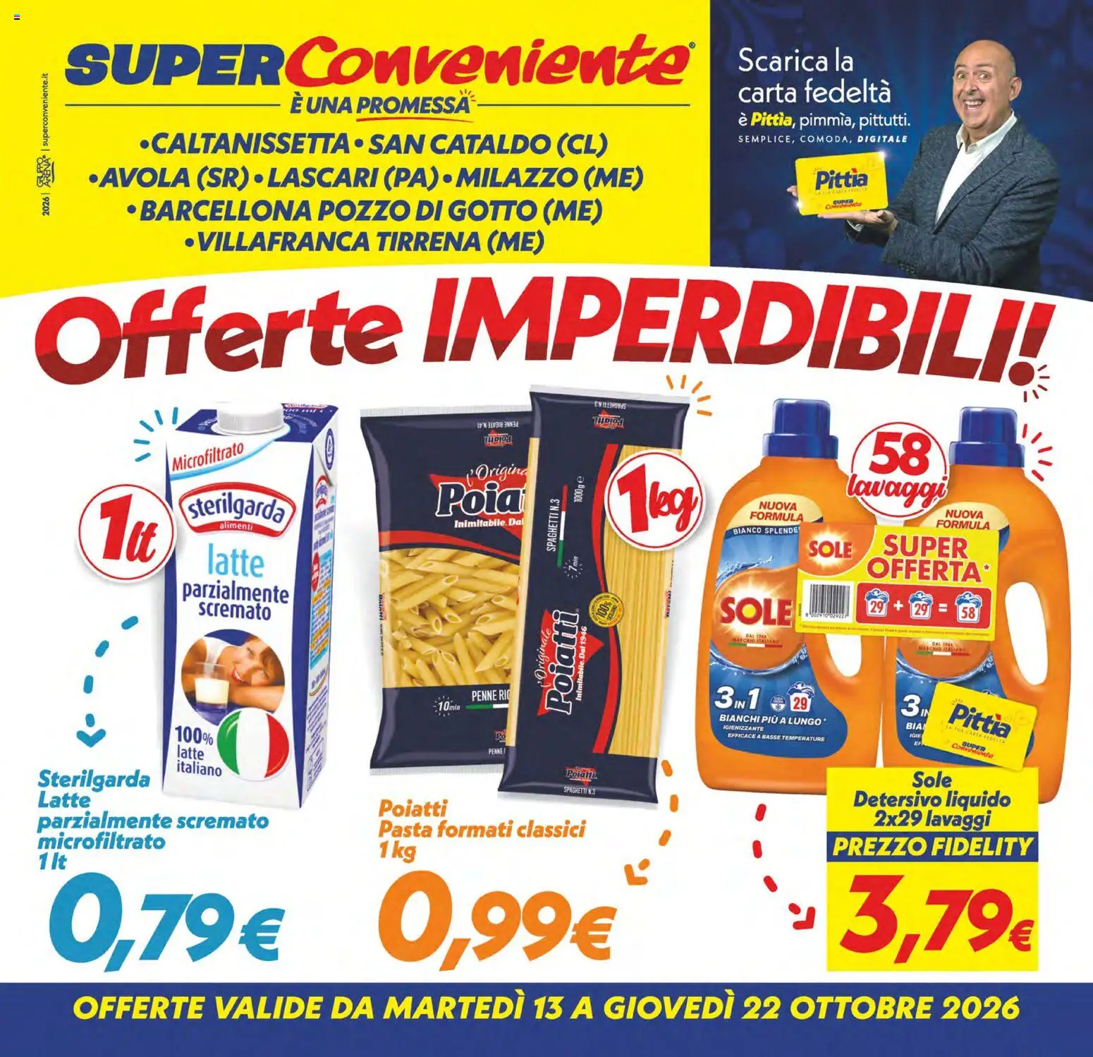 Volantino SuperConveniente del 13/10/2026 | Pagina: 1 | Prodotti: Latte, Pasta, Penne, Spaghetti