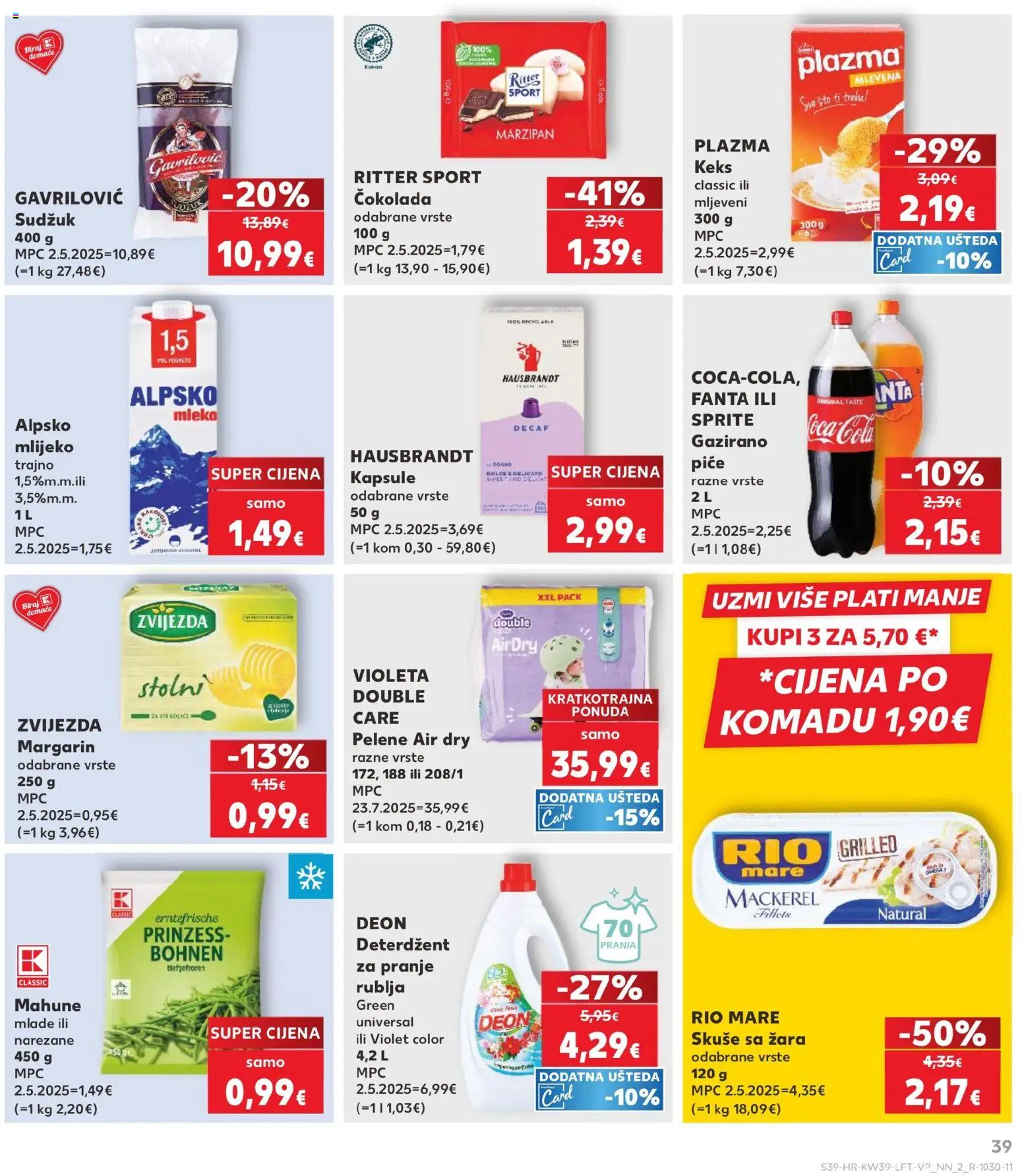 Kaufland katalog | vrijedi od 23.09.2026 | Stranica: 39 | Proizvodi: Rio Mare, Keks, Violeta, Alpsko mlijeko