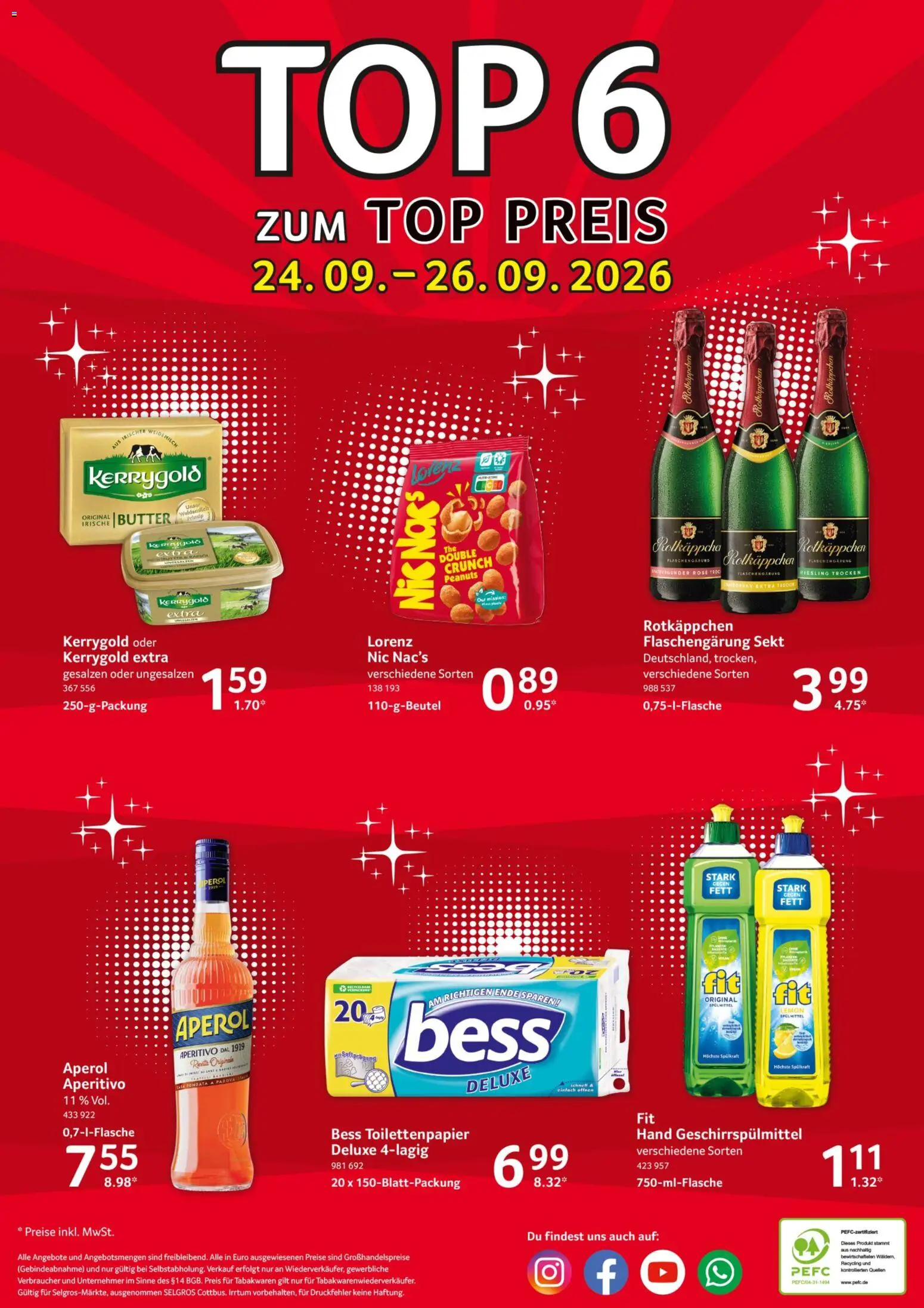 Selgros Prospekt – gültig ab 24.09.2026 | Seite: 20 | Produkte: Butter, Geschirrspülmittel, Rotkäppchen, Toilettenpapier