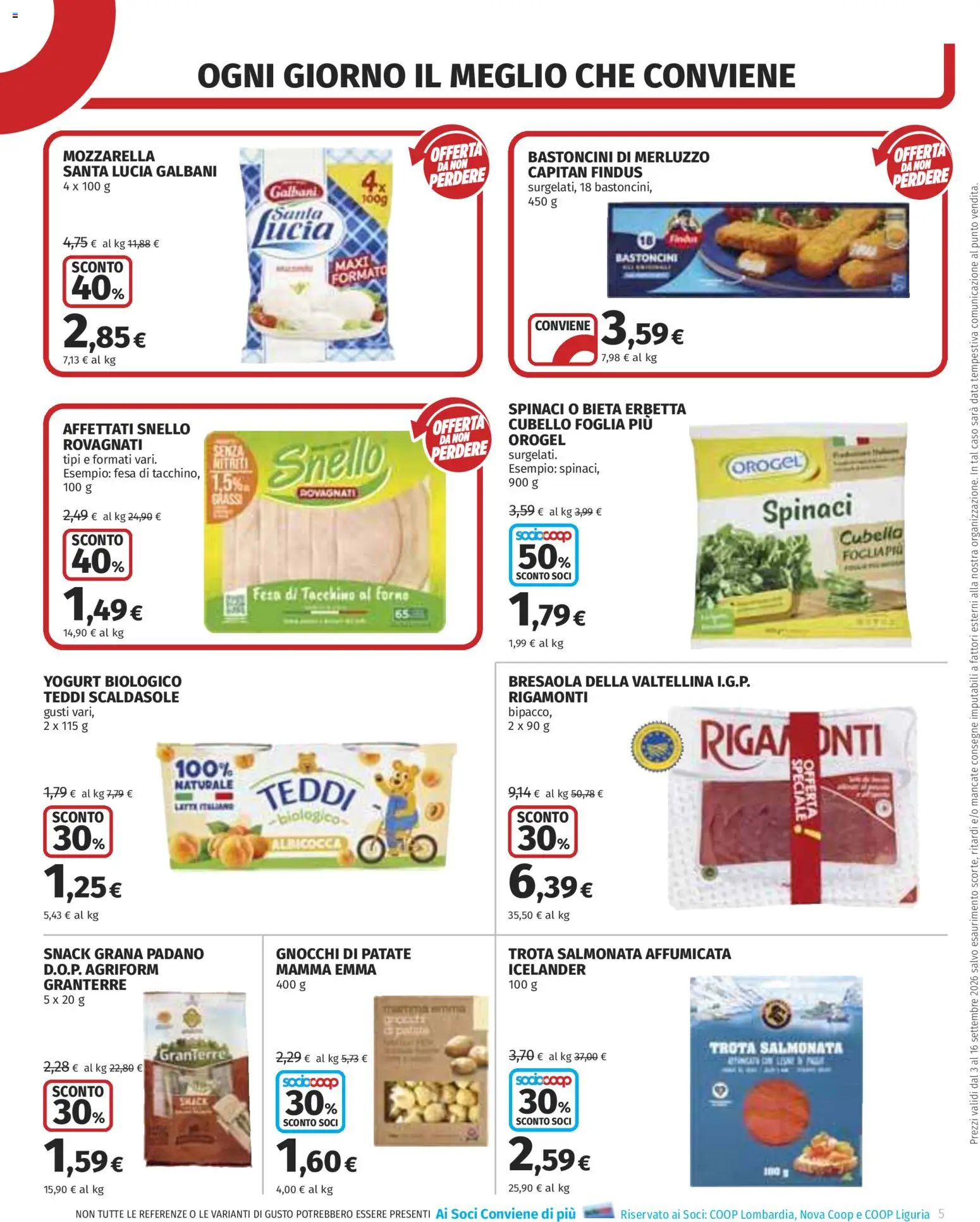 Volantino COOP del 03/09/2026 | Pagina: 5 | Prodotti: Merluzzo, Patate, Trota, Mozzarella