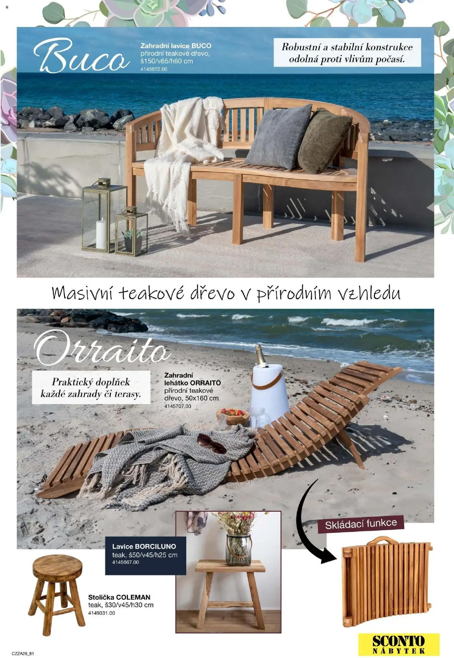 Sconto nábytek katalog - Zahradní speciál od 01.01.2026 | Strana: 81 | Produkty: Zahradní lehátko, Nábytek, Lehátko, Lavice