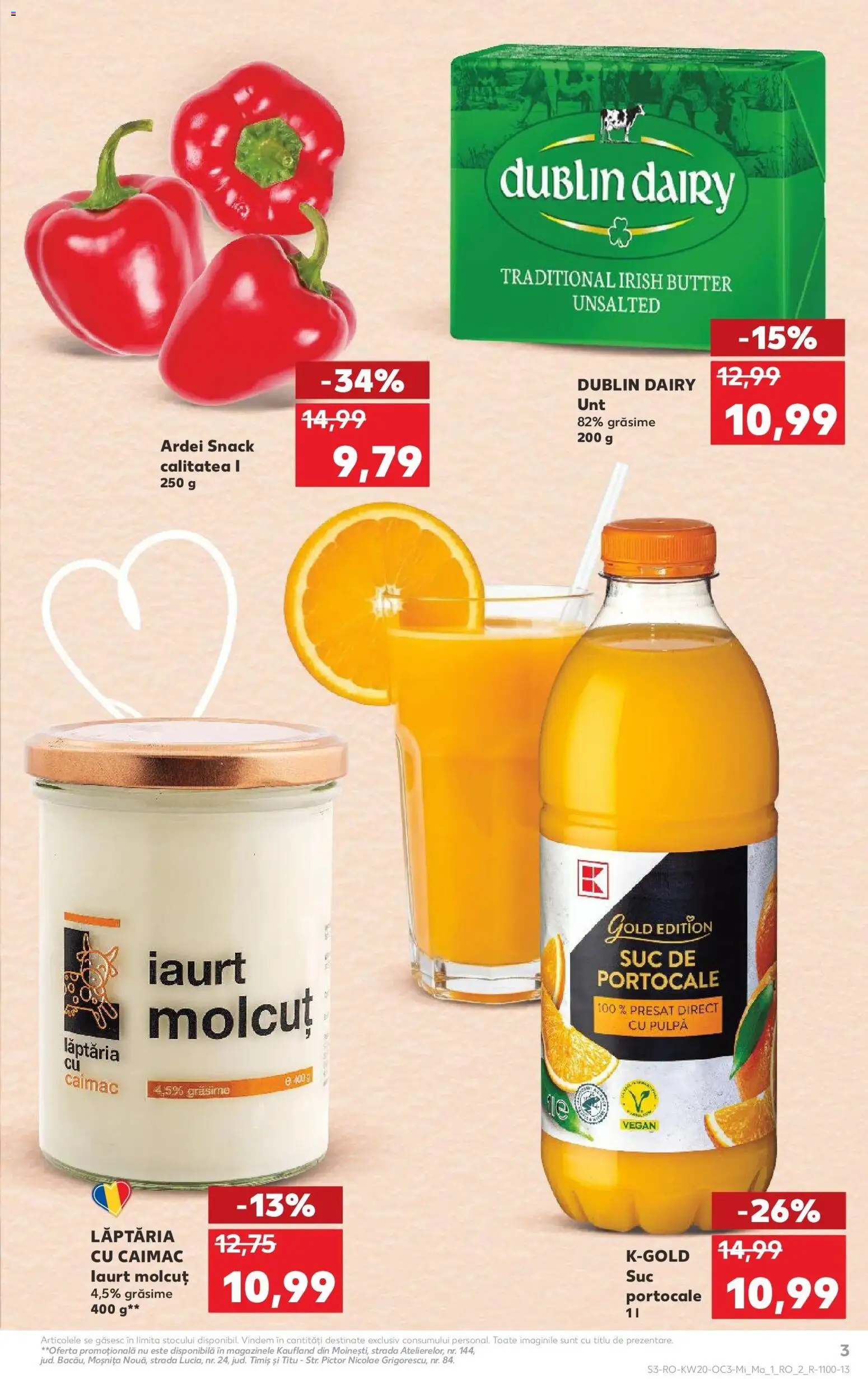 Noul catalog Kaufland – valabil de la 13.05.2026 | Pagină: 3 | Produse: Ardei, Unt, Iaurt, Portocale