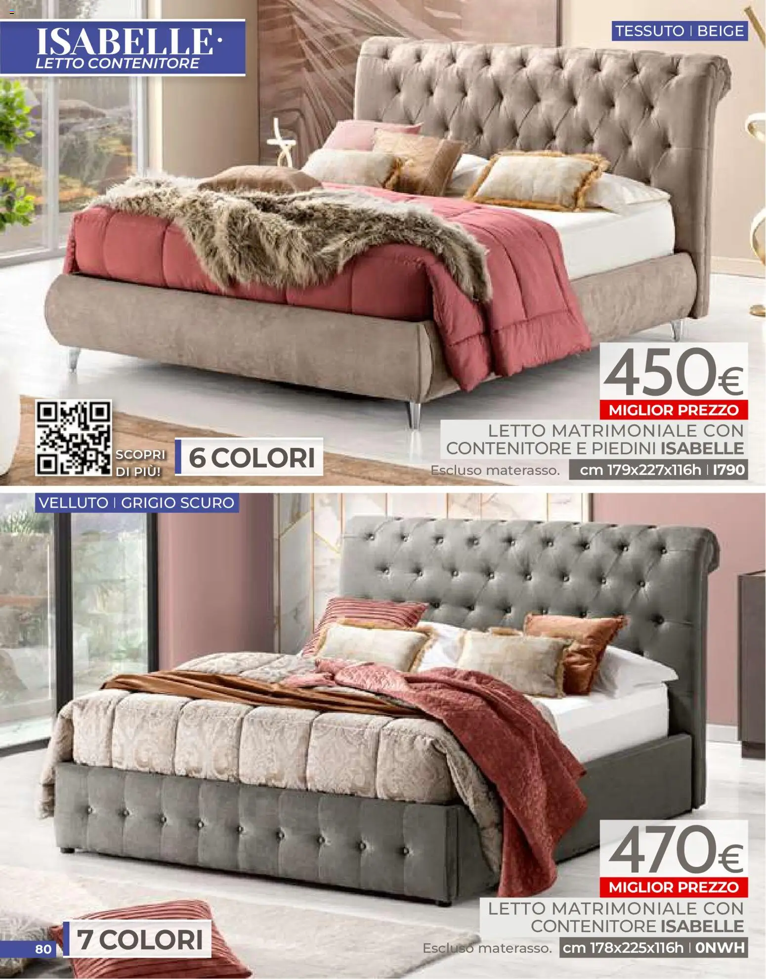Volantino Mondo Convenienza del 01/07/2026 | Pagina: 80 | Prodotti: Letto matrimoniale, Letto contenitore, Contenitore, Letto