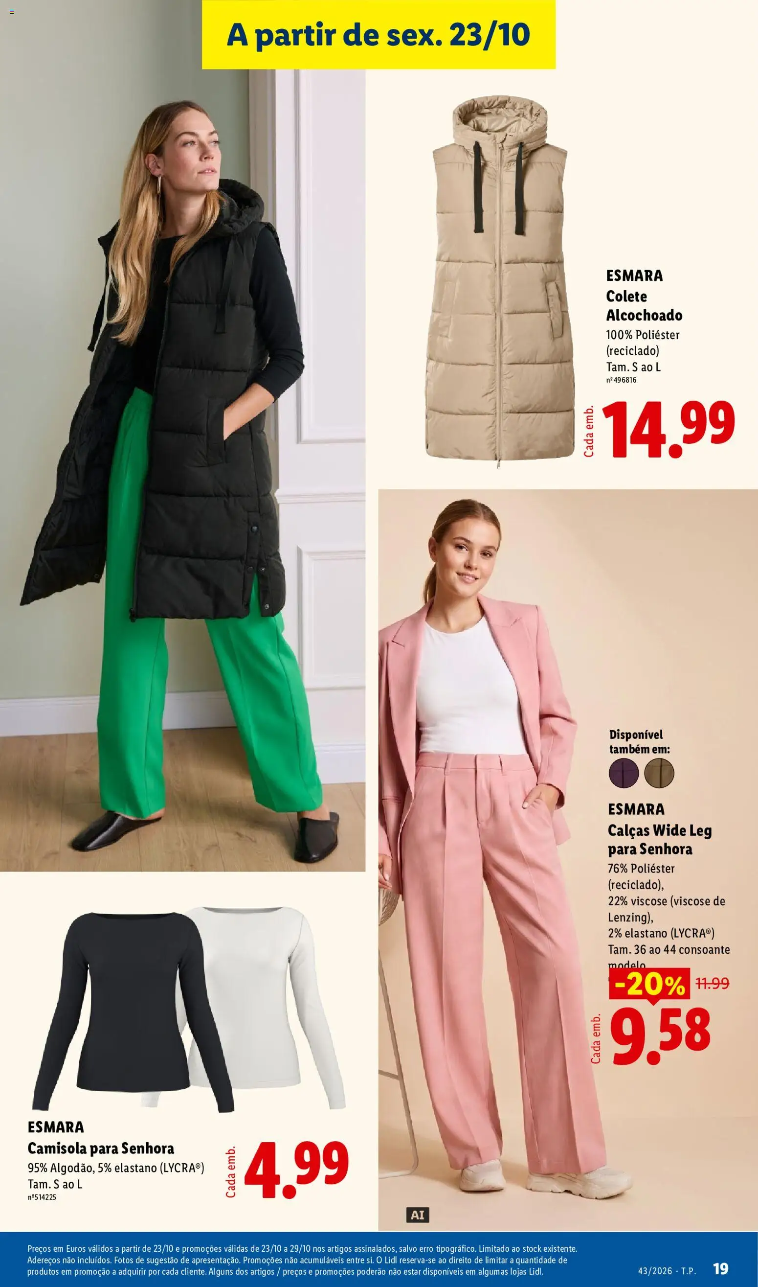 Lidl Promoções Fim de Semana │ válido de 23/10/2026 | Página: 19 | Produtos: Top, Calças, Camisola, Colete