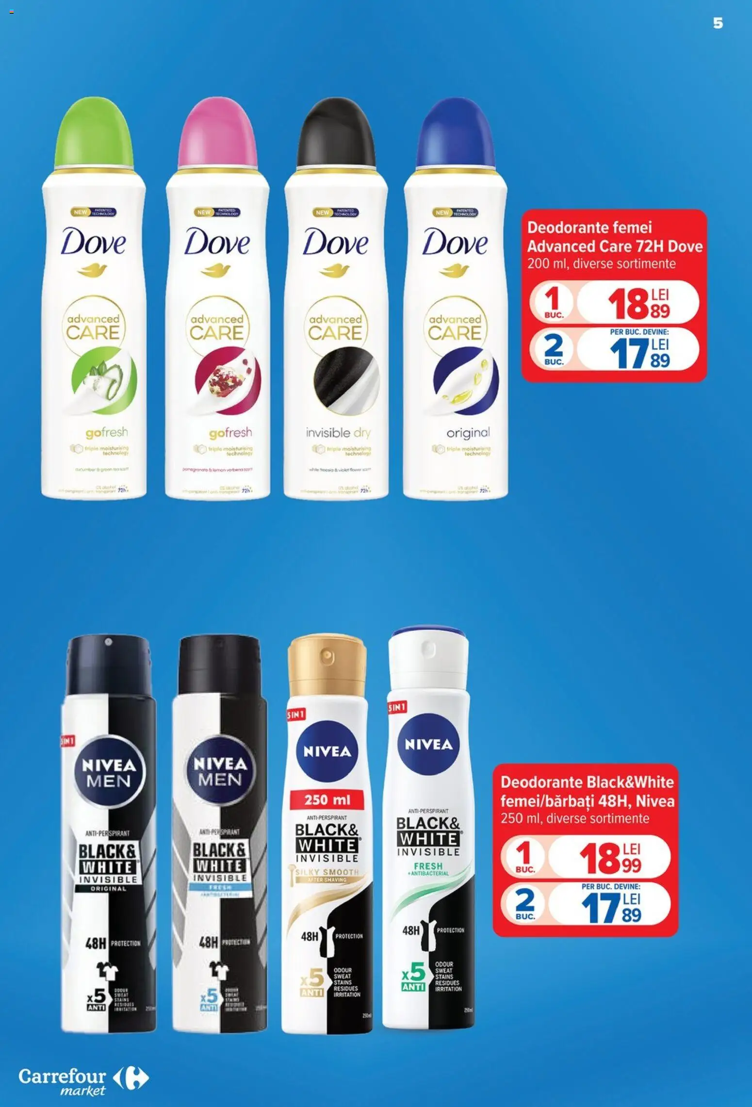 Noul catalog Carrefour – valabil de la 19.08.2026 | Pagină: 5 | Produse: Nivea, Antiperspirant