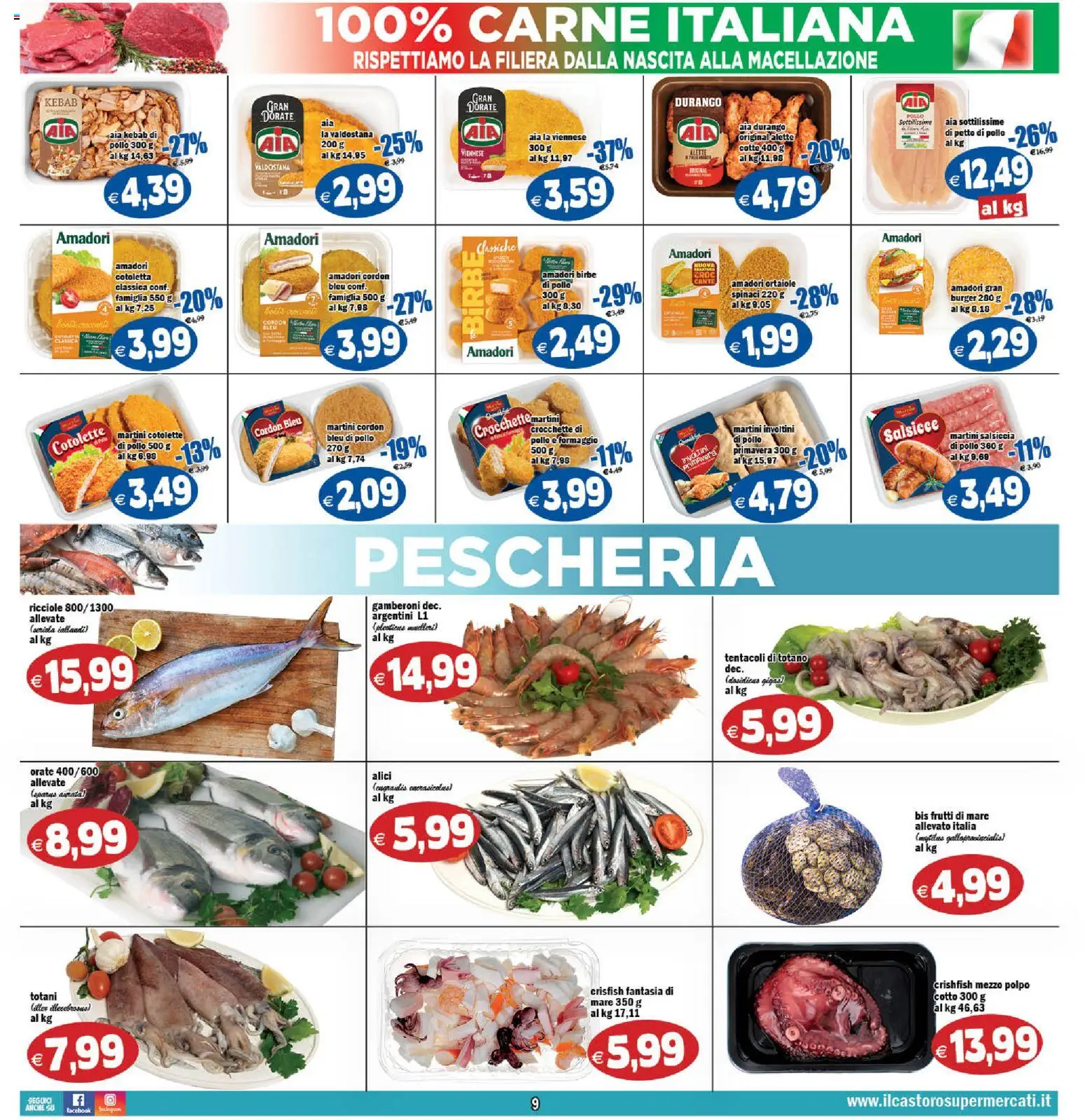 Volantino Il Castoro del 20.05.2026 | Pagina: 9 | Prodotti: Petto di Pollo, Polpo, Crocchette, Gamberoni