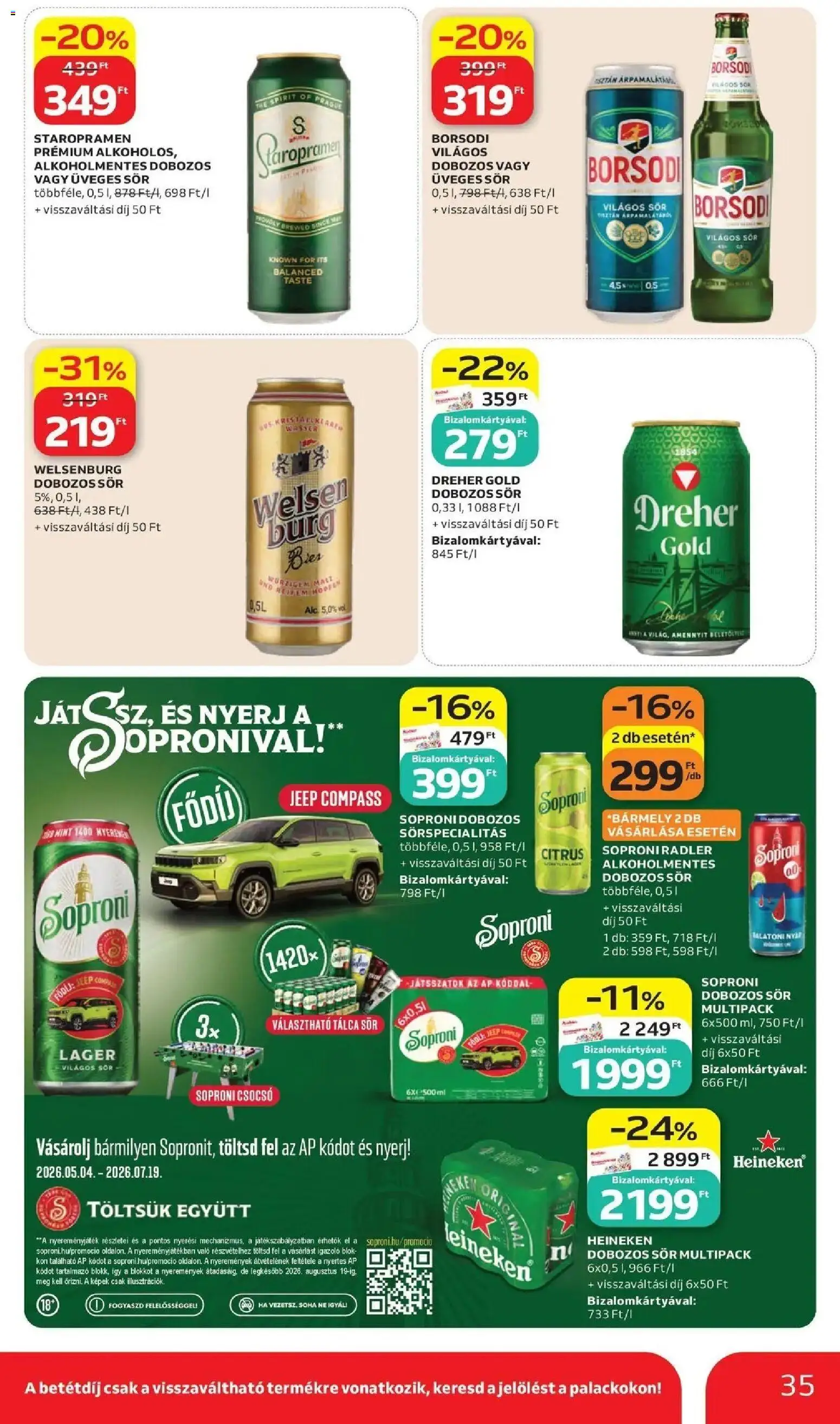 Auchan akciós ujság - amely érvényes a következő dátumtól: 28.05.2026 | Oldal: 35 | Termékek: Heineken, Dobozos sör, Sör