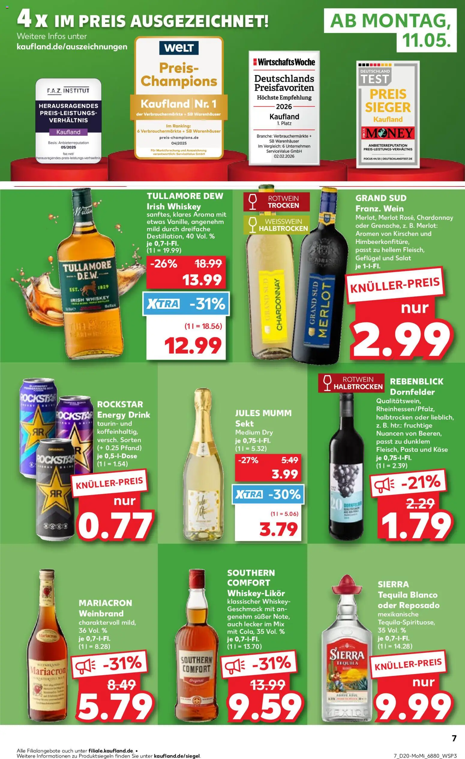 Kaufland Prospekt Völklingen	 – gültig ab 11.05.2026 | Seite: 7 | Produkte: Mumm sekt, Rockstar energy, Merlot, Southern comfort