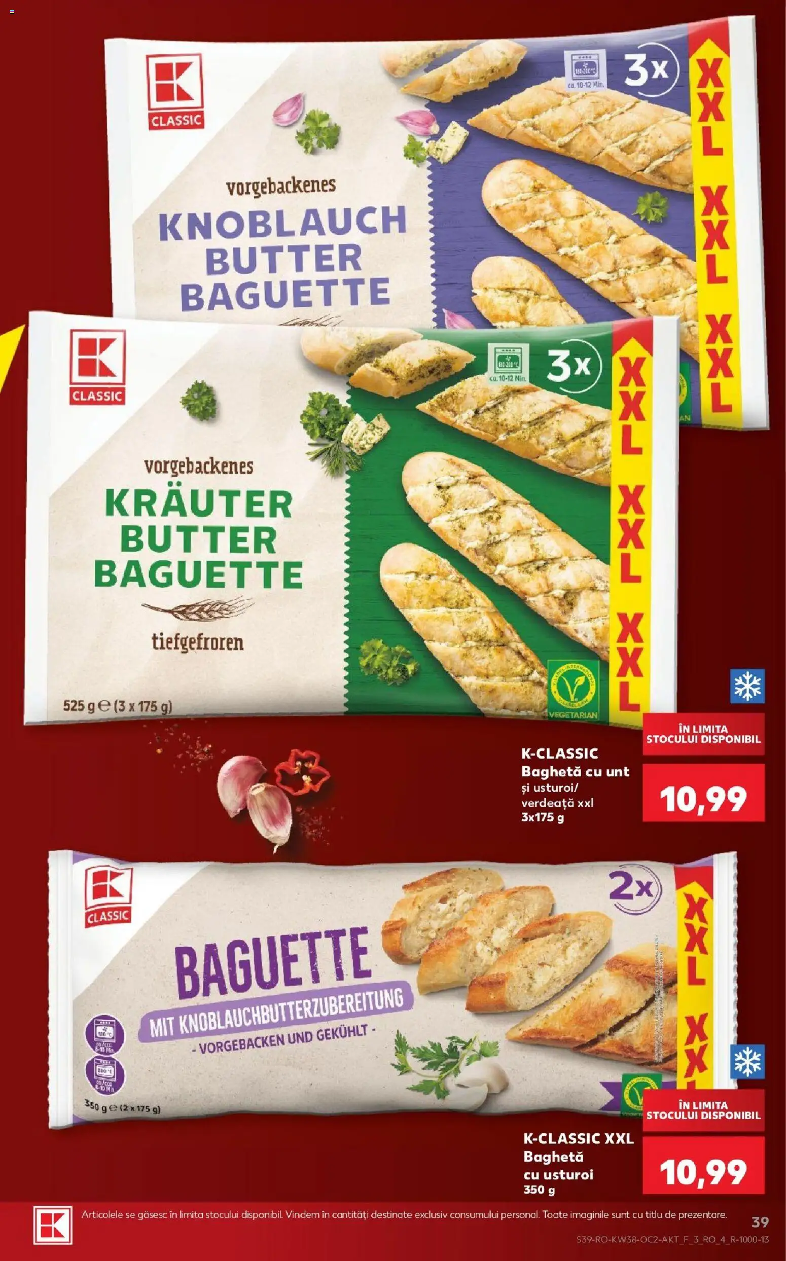 Kaufland RO akciós ujság - amely érvényes a következő dátumtól: 2026.09.16. | Oldal: 39 | Termékek: Filé, Baguette