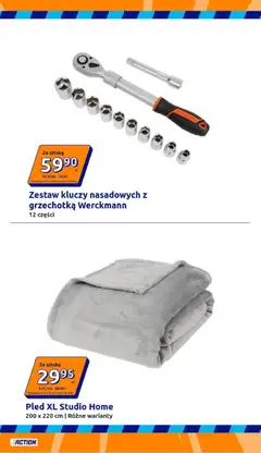 Pogląd oferty "Action gazetka" - ważna od 23.09.2026 | Strona: 20 | Produkty: Zestaw kluczy, Zestaw kluczy nasadowych, Pled