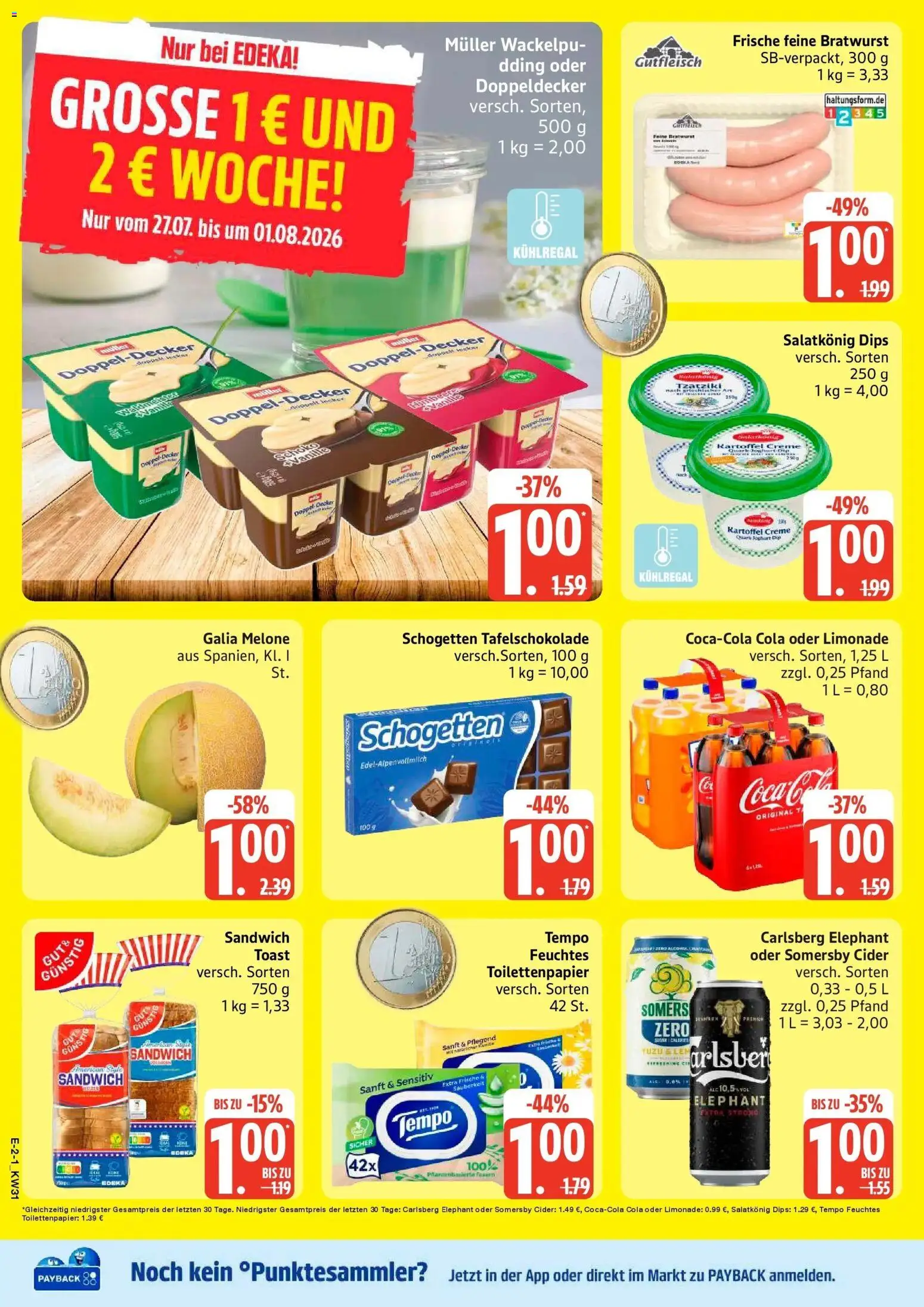 Edeka Prospekt Schwarzenbek – gültig ab 27.07.2026 | Seite: 2 | Produkte: Decke, Joghurt, Toast, Schogetten