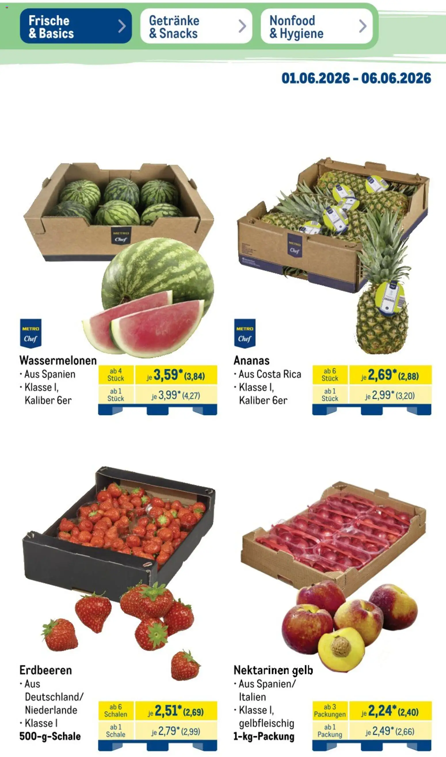 Metro NonFood-Angebote – gültig ab 01.06.2026 | Seite: 38 | Produkte: Nektarinen, Ananas, Erdbeeren