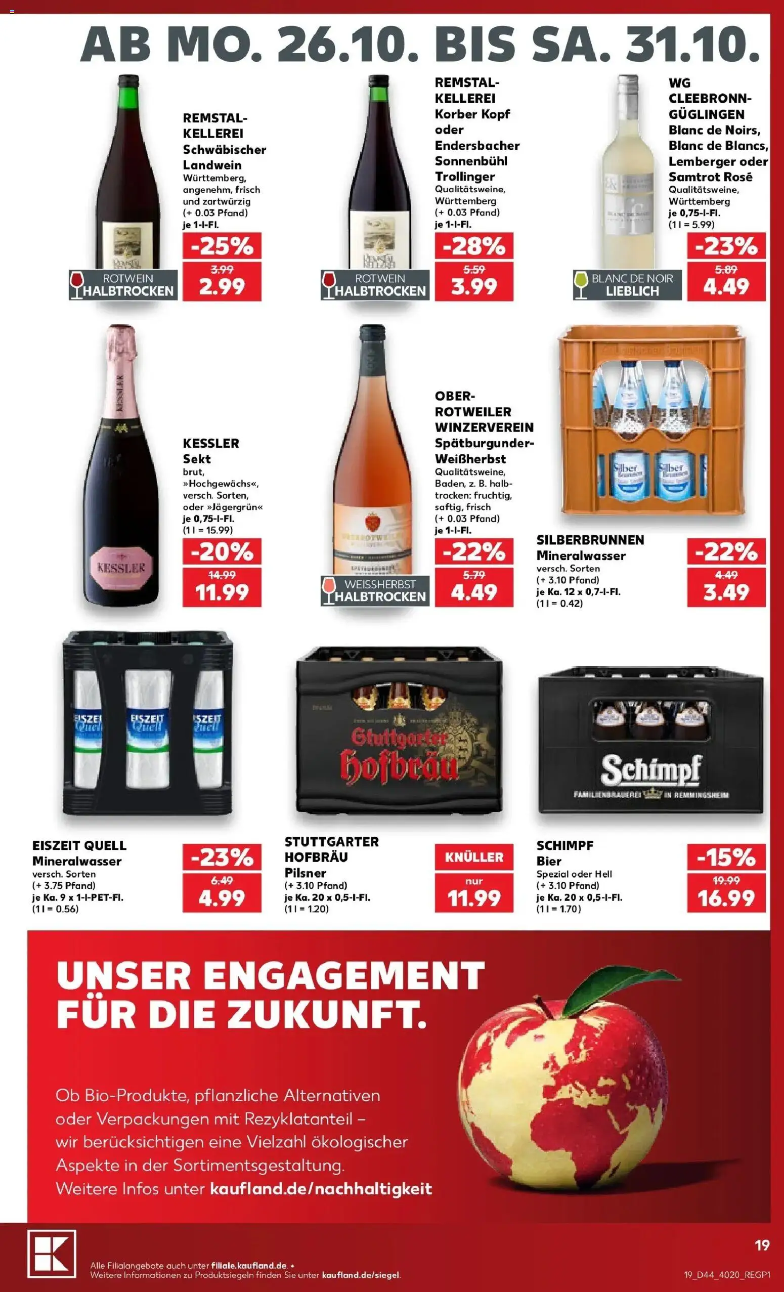 Prospekt Kaufland ab 26.10.2026 » Angebote Online zum Blättern | Seite: 23 | Produkte: Bier, Rotwein, Sekt, Mineralwasser