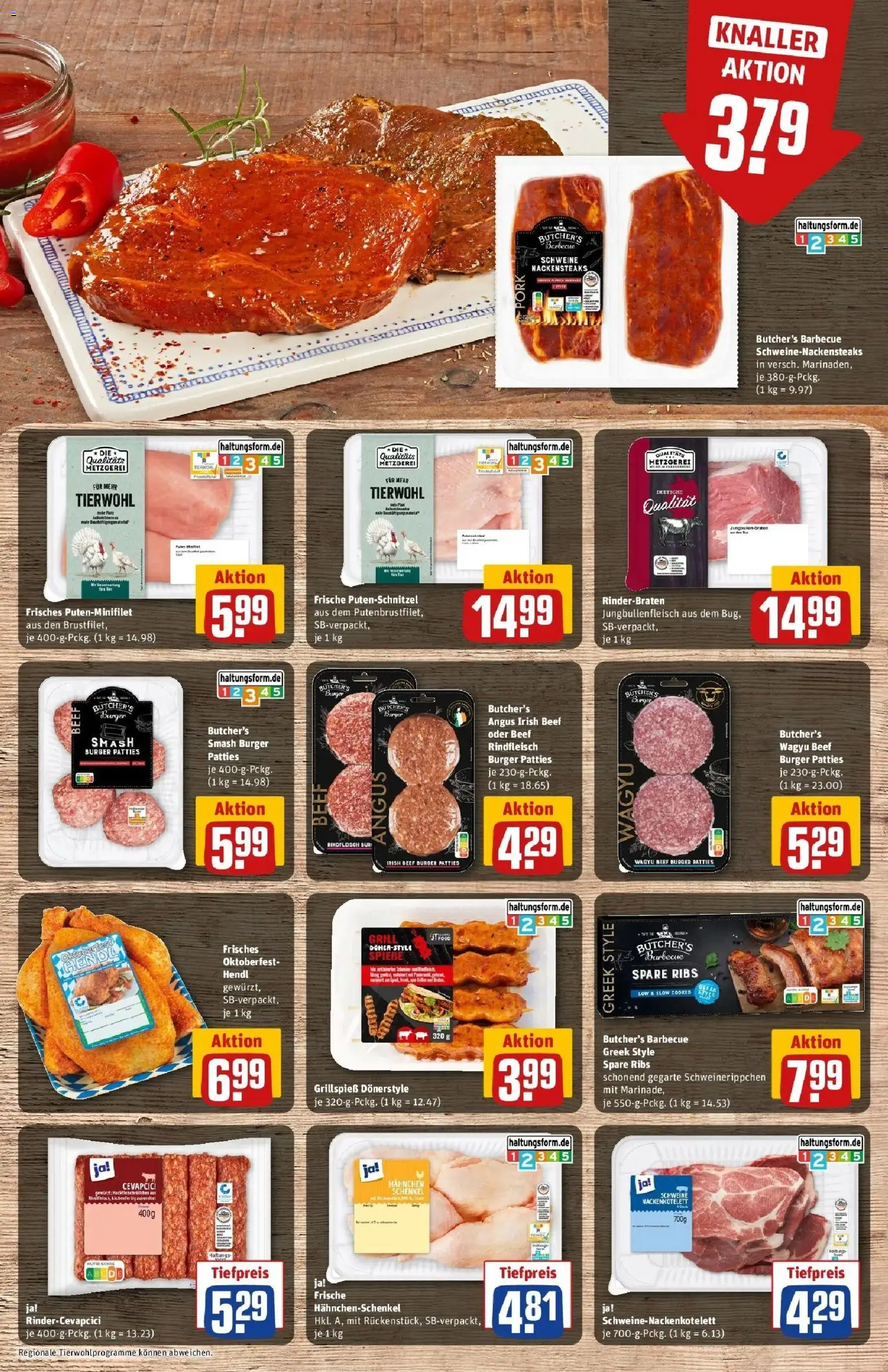 REWE Prospekt ab 21.09.2026 zum Blättern » Angebote | Seite: 15 | Produkte: Rinderbraten, Grill, Hahnchenschenkel, Cevapcici