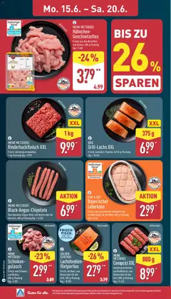 Aldi Prospekt ab 15.06.2026 gültig | Seite: 8 | Produkte: Cevapcici, Gulasch, Schinken, Leberkase