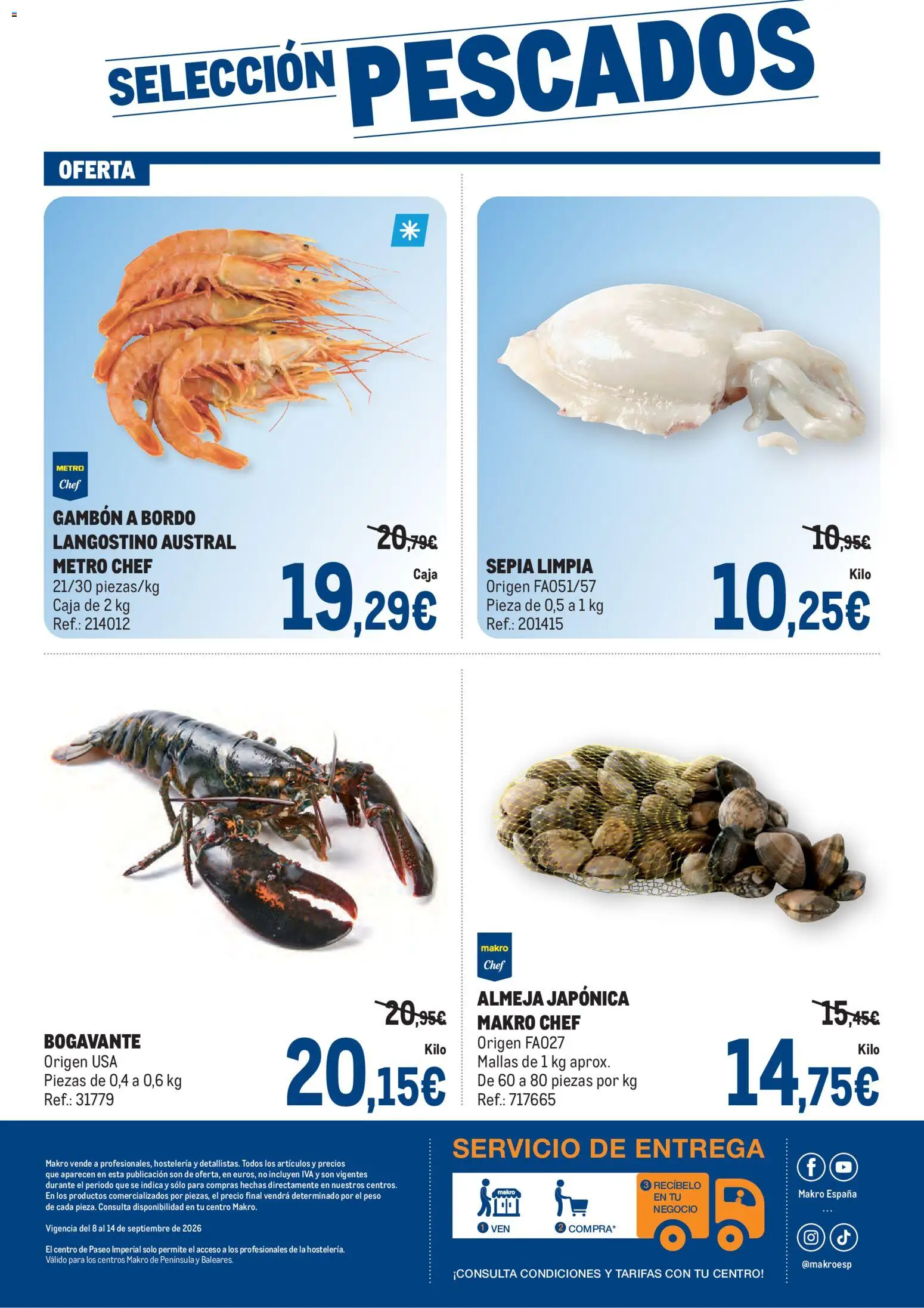 Makro Fresco Península │ válido desde el 08/09/2026 | Página: 4 | Productos: Peso, Caja, Langostino