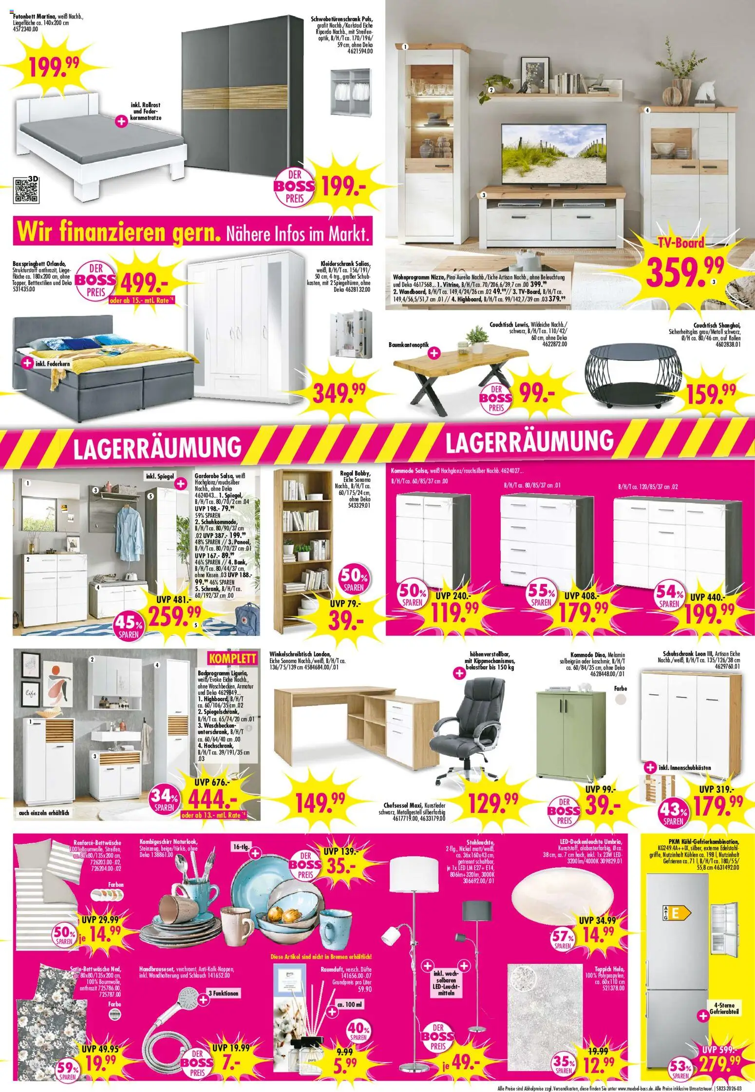 SB Möbel Boss Prospekt – gültig ab 30.05.2026 | Seite: 3 | Produkte: Kleiderschrank, Boxspringbett, Liege, Spiegel