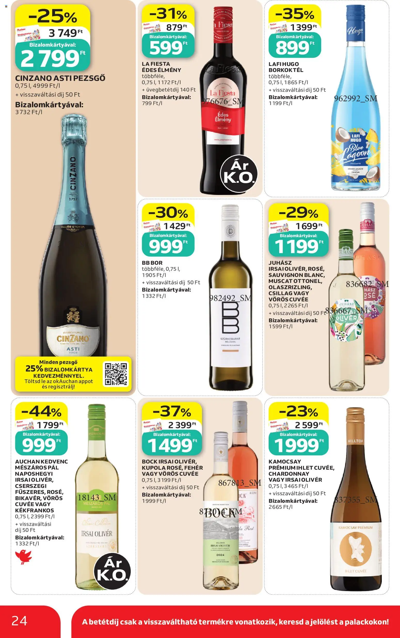 Auchan akciós ujság - amely érvényes a következő dátumtól: 2026.08.06. | Oldal: 24 | Termékek: Pezsgő, Bor