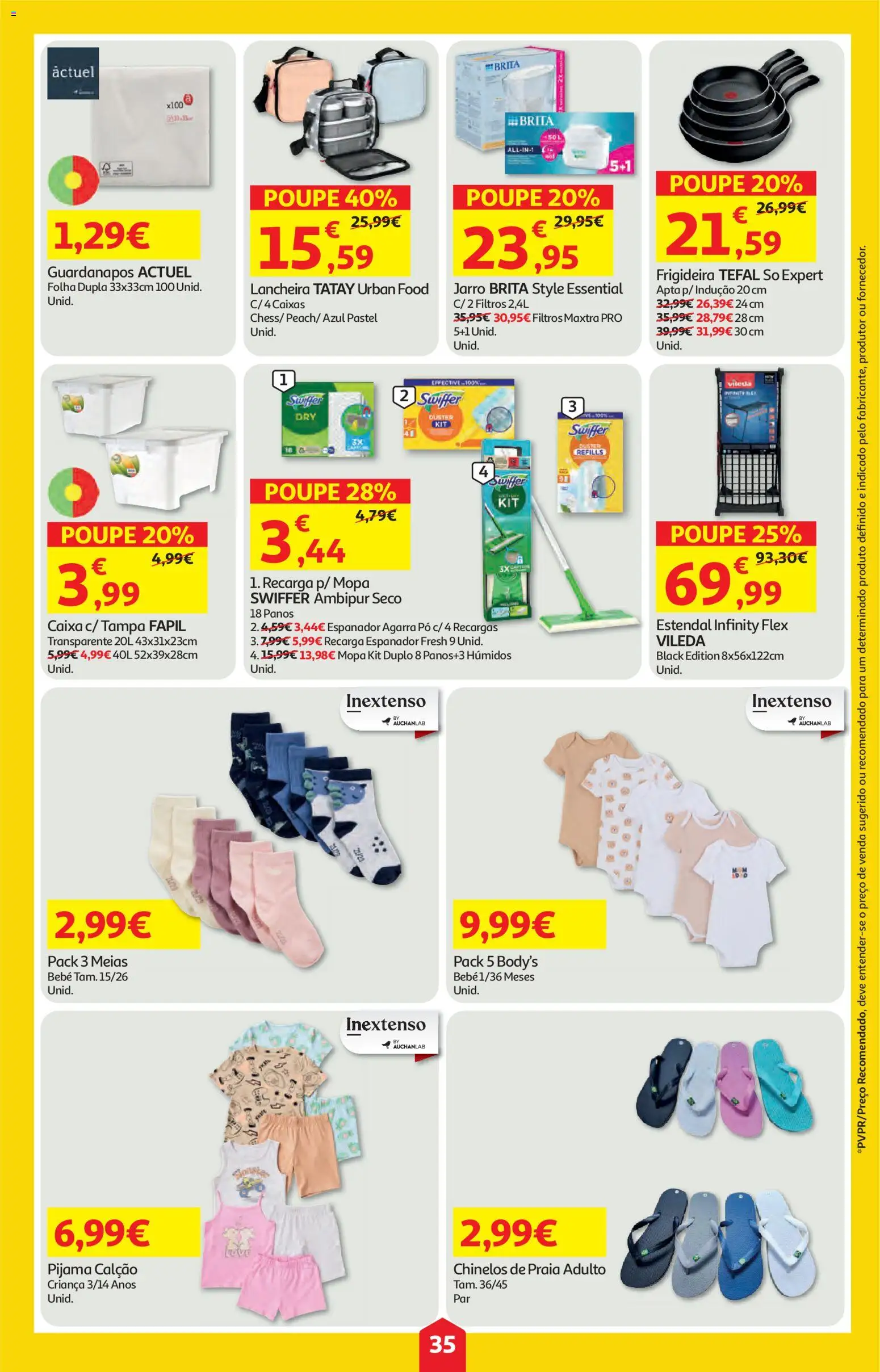Auchan folheto │ válido de 07.05.2026 | Página: 35 | Produtos: Chinelos, Frigideira, Caixa, Calção