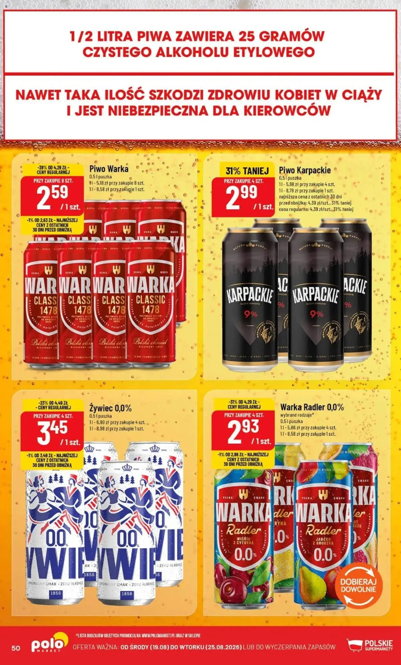 Nowa POLOmarket gazetka od jutra 19.08.2026 | Strona: 50 | Produkty: Cytryna, Radler, Warka radler, Piwo