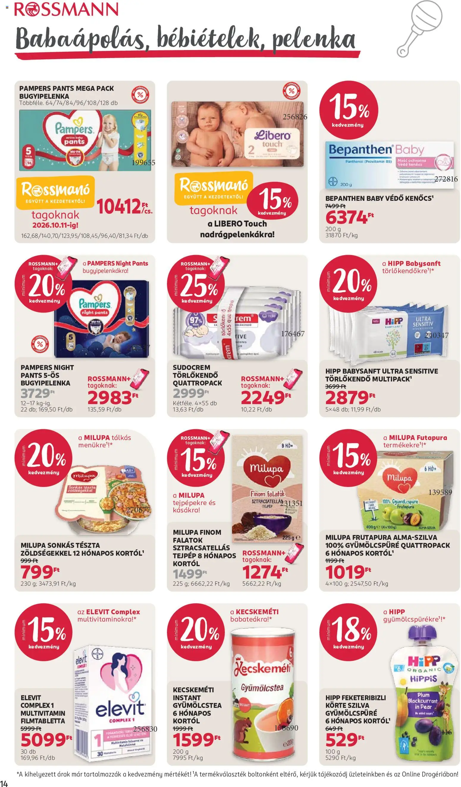 Rossmann akciós ujság - amely érvényes a következő dátumtól: 2026.10.05. | Oldal: 16 | Termékek: Pampers, Szilva, HiPP, Tészta