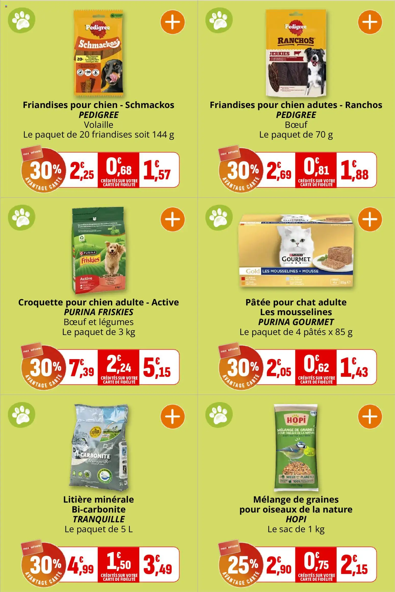 {H1} | Page: 50 | Produits: Sac, Graines pour oiseaux, Pâtée pour chat, Dinde