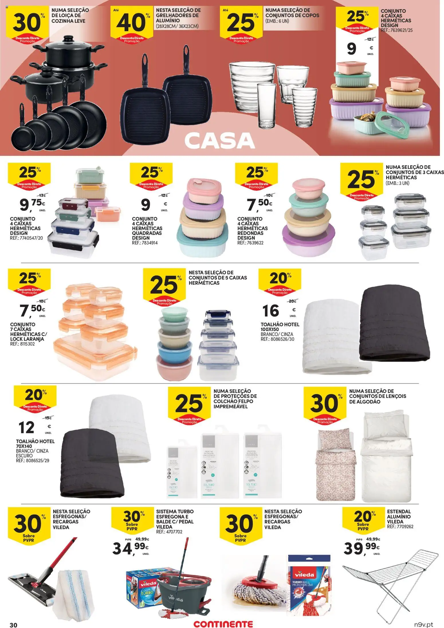 Continente Açores │ válido de 25/06/2026 | Página: 30 | Produtos: Lençóis, Balde, Algodão, Colchão