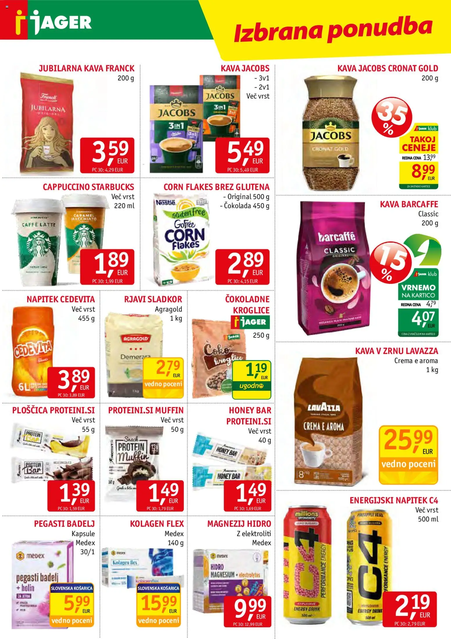 Novi Jager katalog ponudbe – veljaven od 01.07.2026 | Stran: 10 | Izdelki: Energijski napitek, Kava, Cokolada, Sladkor