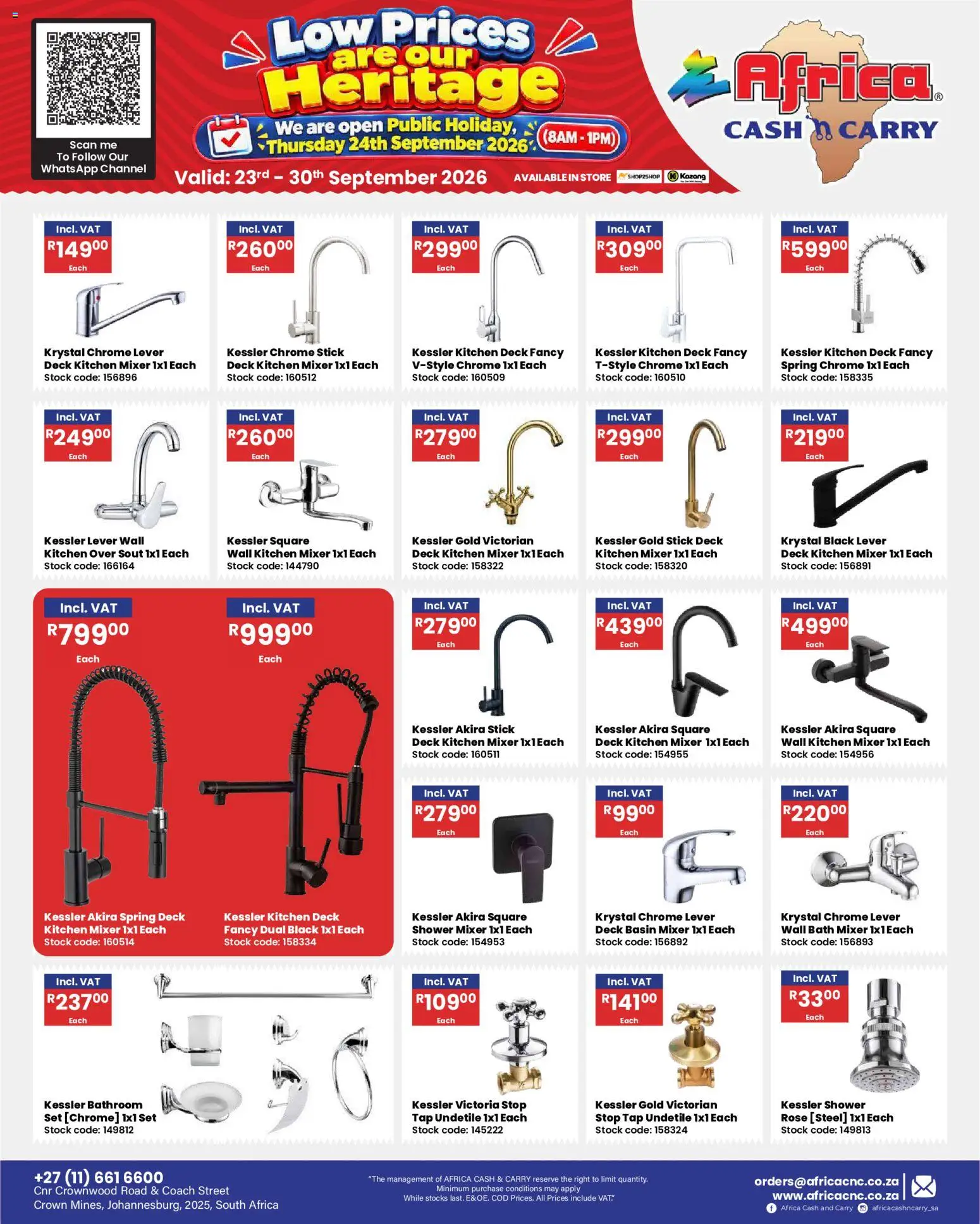New Africa Cash & Carry catalogue – valid from 23/09/2026 | Page: 45 | Products: Mixer, Shower, Basin, Shower set