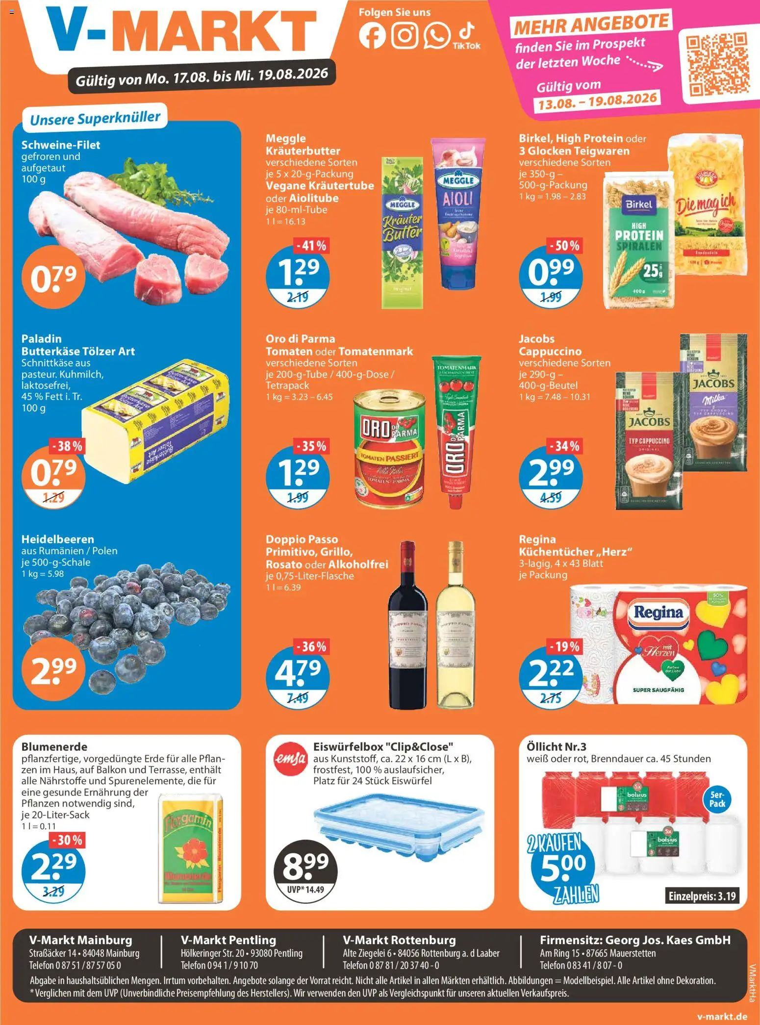 V-Markt Angebote – gültig ab 13.08.2026 | Seite: 19 | Produkte: Milka, Oro di parma, Doppio Passo, Telefon