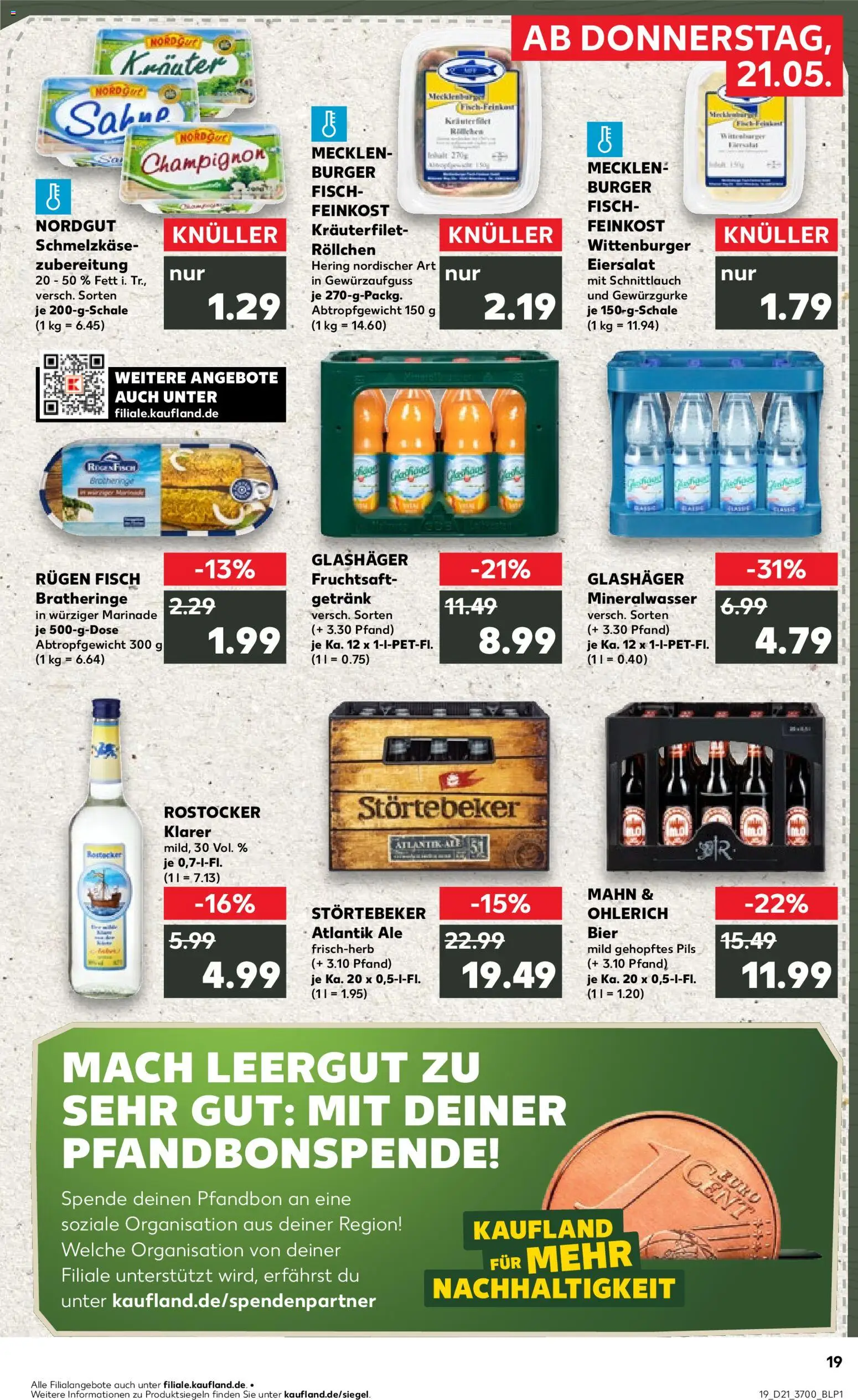 Kaufland Prospekt Rostock	 – gültig ab 21.05.2026 | Seite: 19 | Produkte: Bier, Burger, Mineralwasser, Fruchtsaft