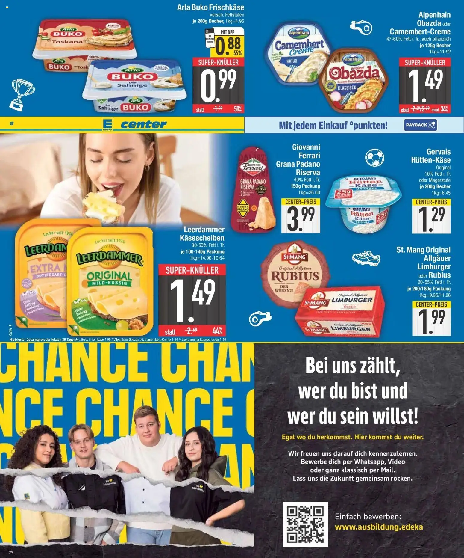 E center Prospekt Neuburg An Der Donau – gültig ab 13.07.2026 | Seite: 8 | Produkte: Leerdammer, Arla buko, Frischkase, Video