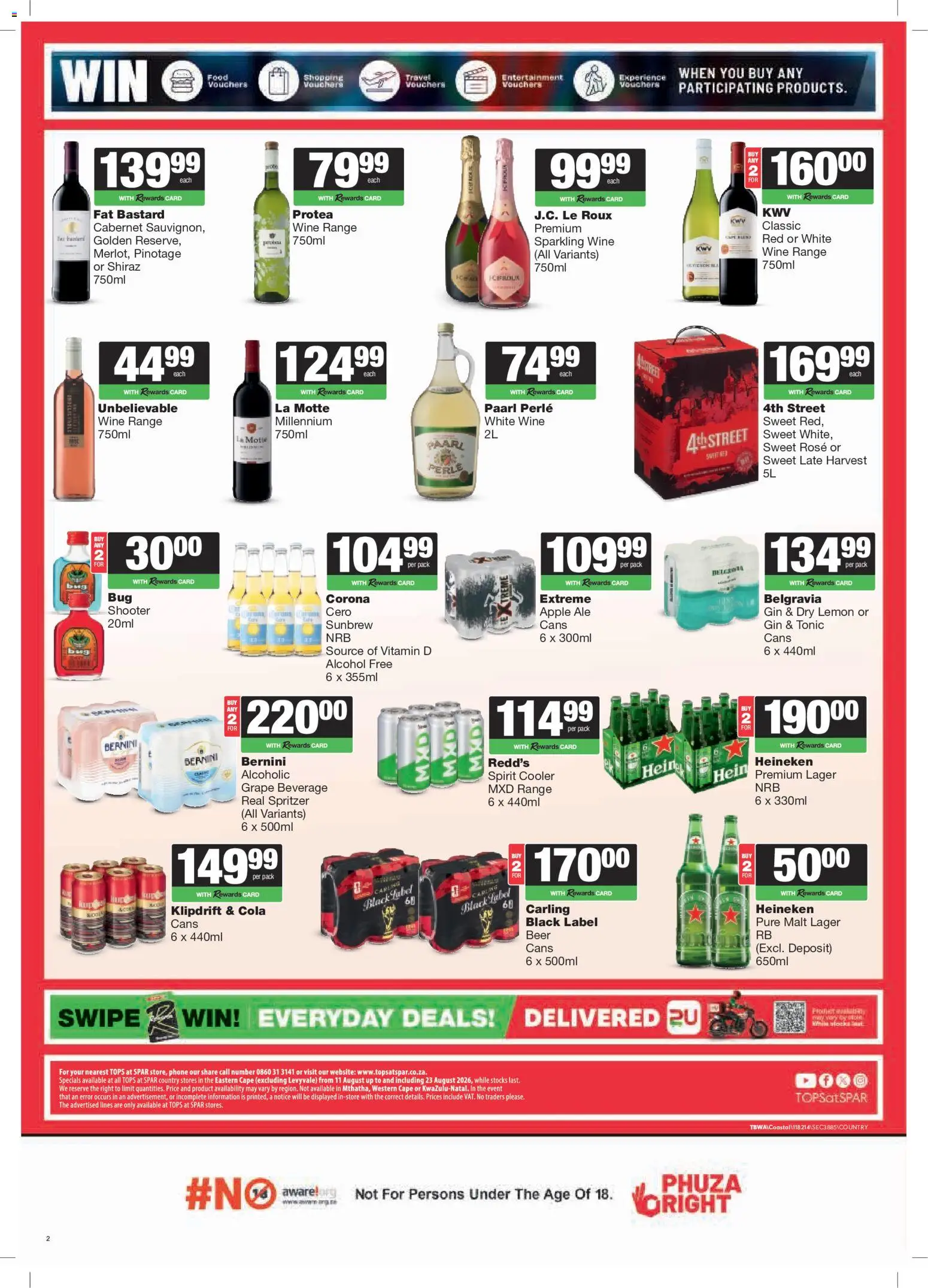 New Tops at Spar catalogue – valid from 11/08/2026 | Page: 2 | Products: Phone, Cooler, Beer, Gin