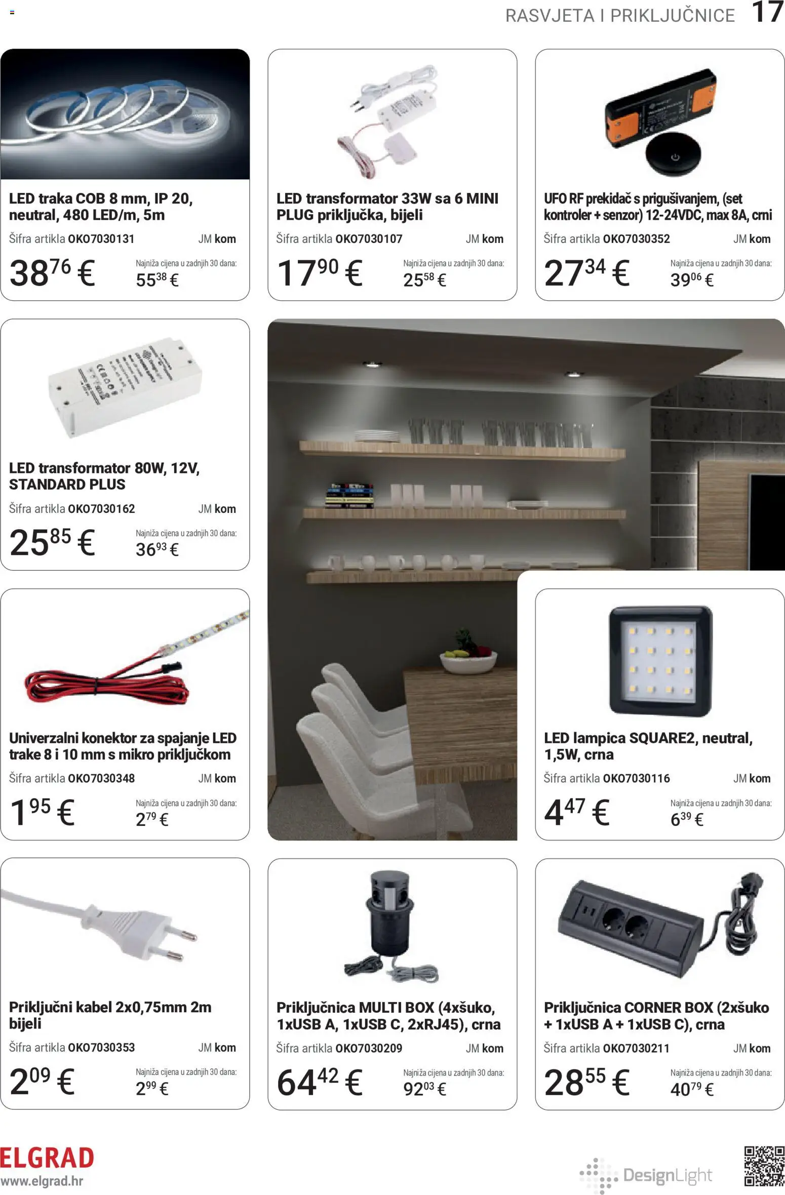 Elgrad katalog | vrijedi od 13.07.2026 | Stranica: 17 | Proizvodi: Trake, Rasvjeta, Led, Konektor