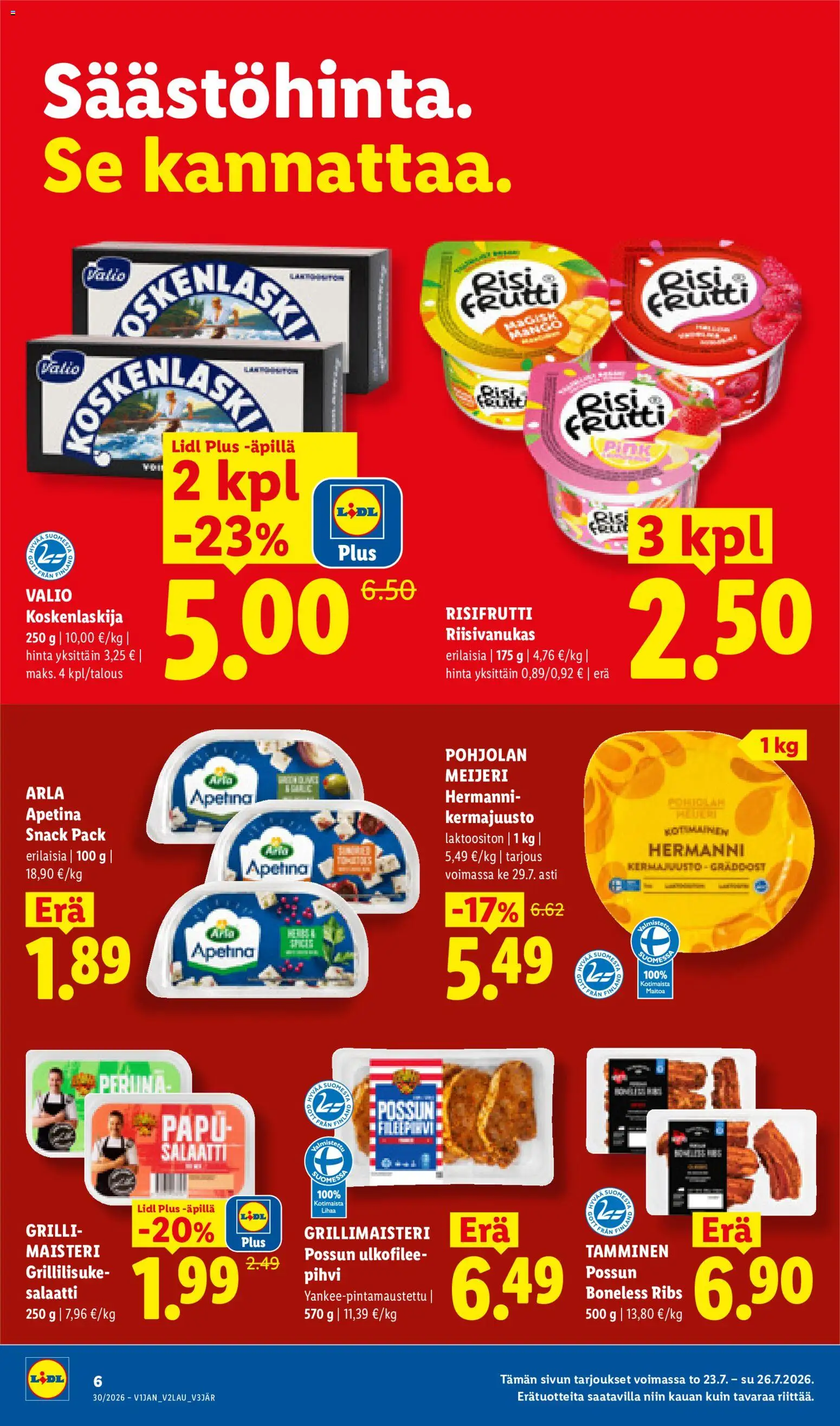 Lidl tarjoukset – voimassa 23/07/2026 alkaen | Sivu: 6 | Tuotteet: Grilli, Risifrutti, Peruna, Salaatti
