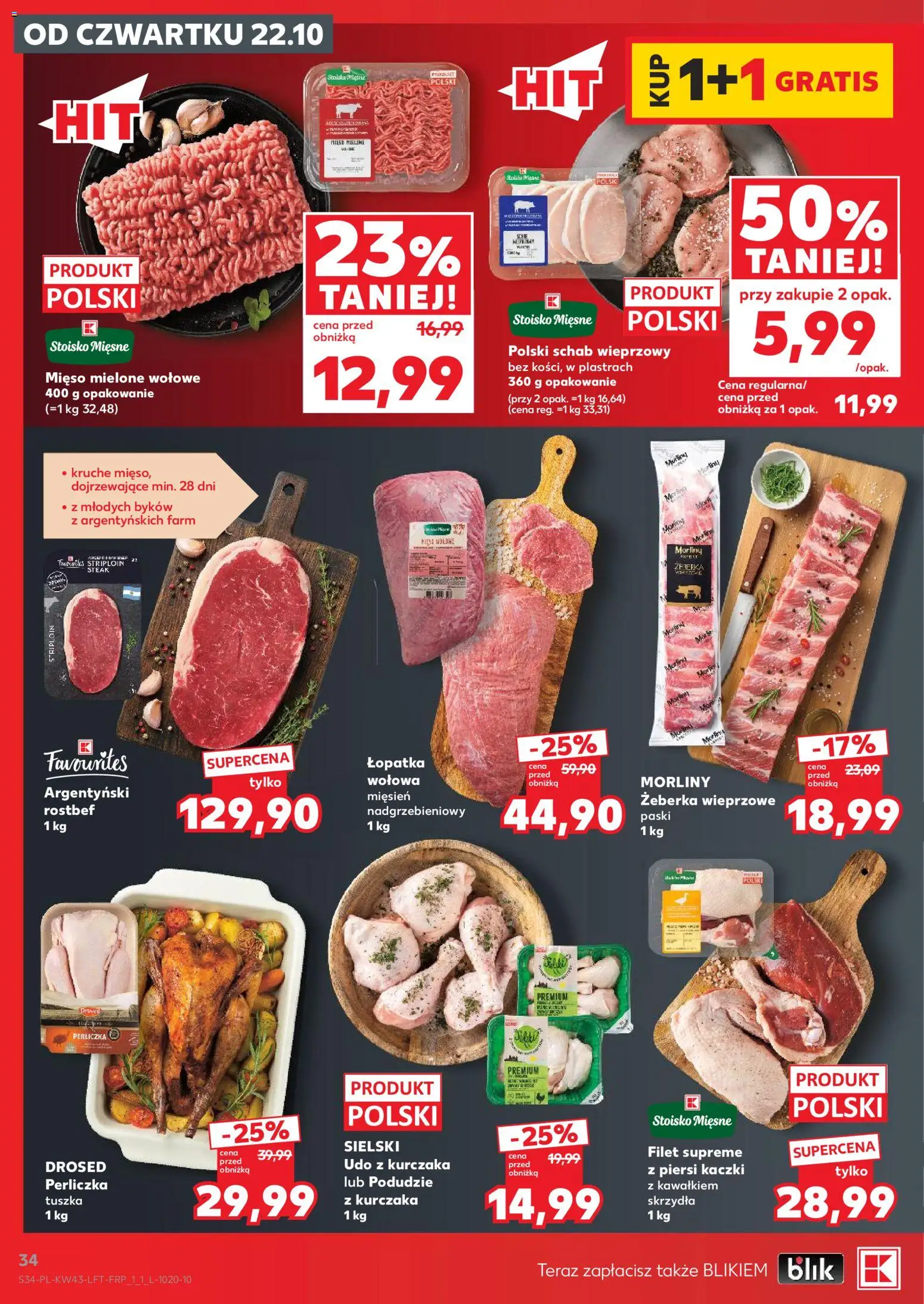 Kaufland Polsko leták od 22.10.2026 | Strana: 34 | Produkty: Steak, Lopatka, Filet