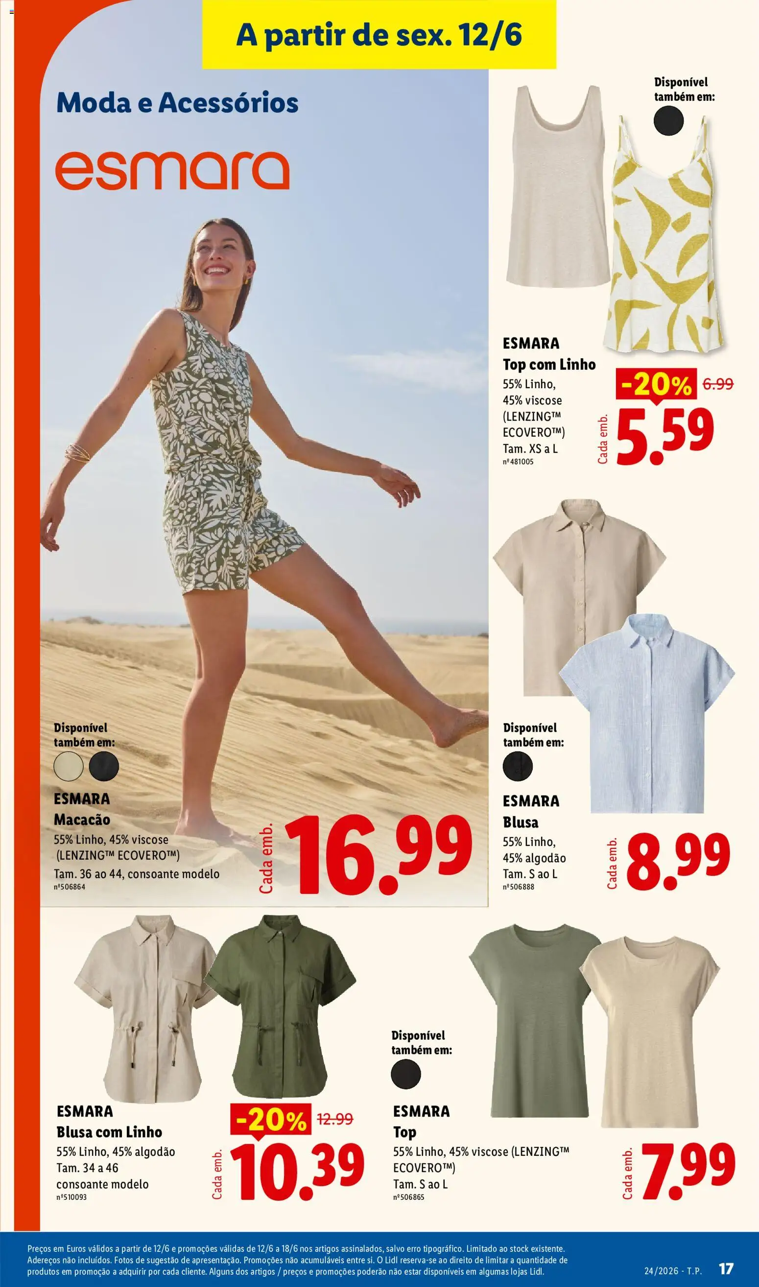 Lidl Novidades │ válido de 08.06.2026 | Página: 17 | Produtos: Macacão, Top, Algodão, Blusa
