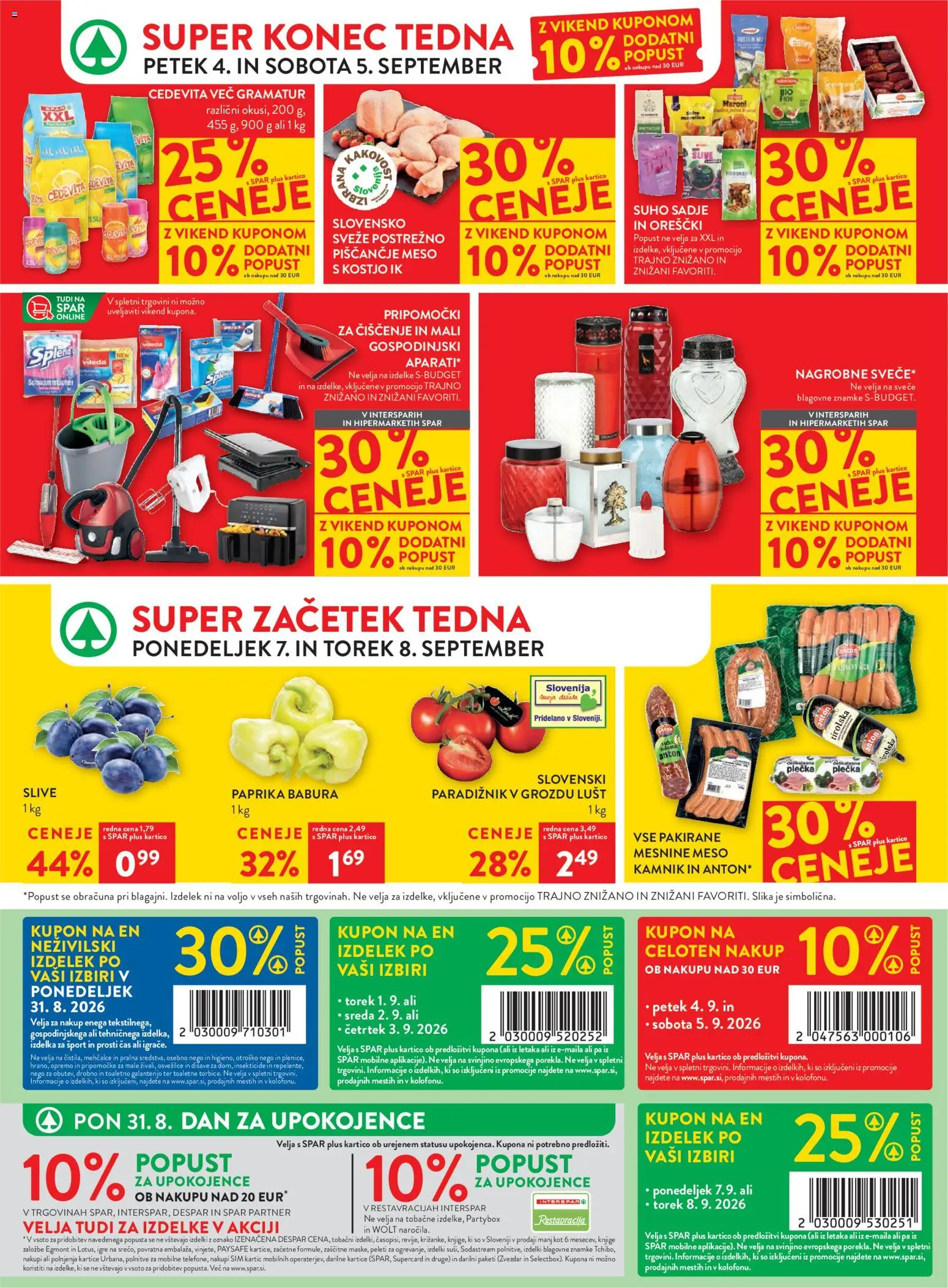 Novi Spar katalog ponudbe – veljaven od 02.09.2026 | Stran: 42 | Izdelki: Piscancje meso, Paradiznik, Svece, Orescki