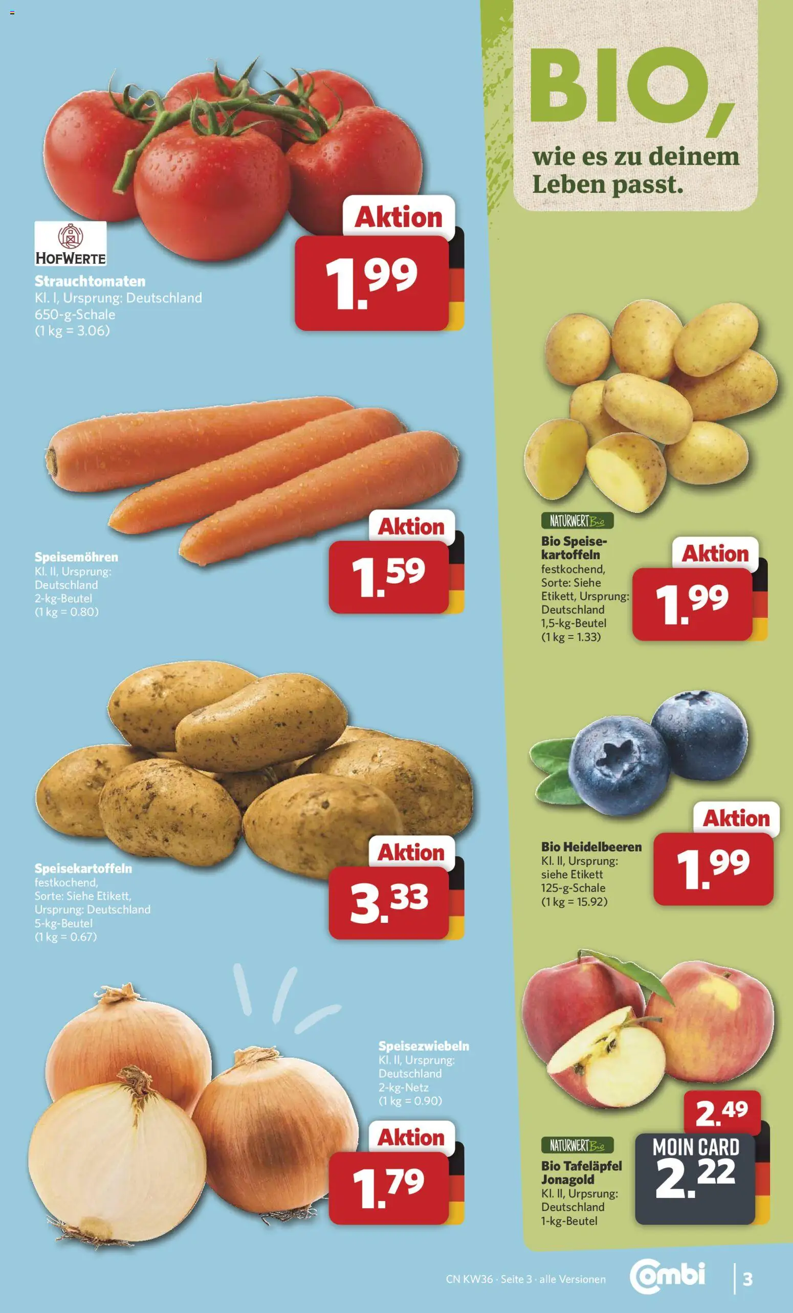 Combi Prospekt – gültig ab 31.08.2026 | Seite: 3 | Produkte: Heidelbeeren, Kartoffeln