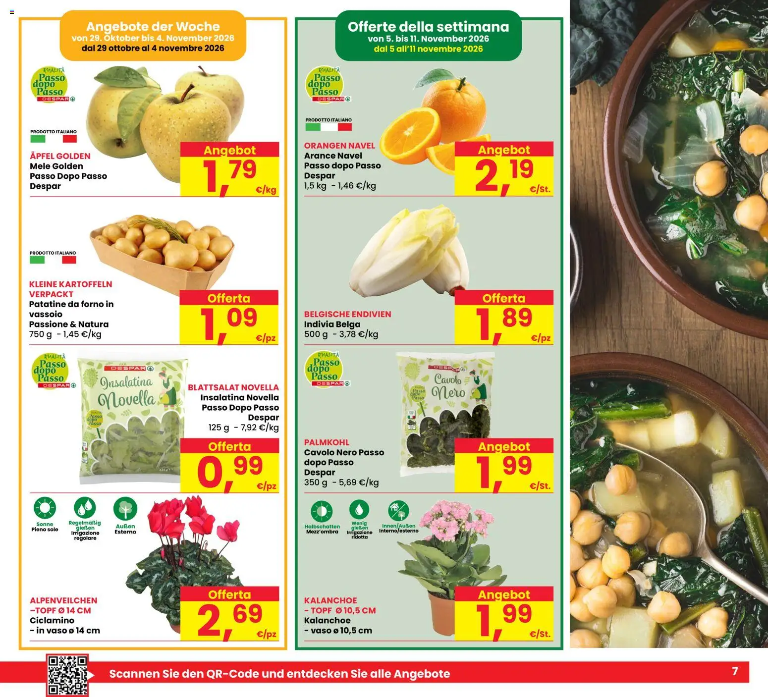 Volantino Eurospar del 29/10/2026 | Pagina: 7 | Prodotti: Mele, Patatine, Vassoio, Indivia
