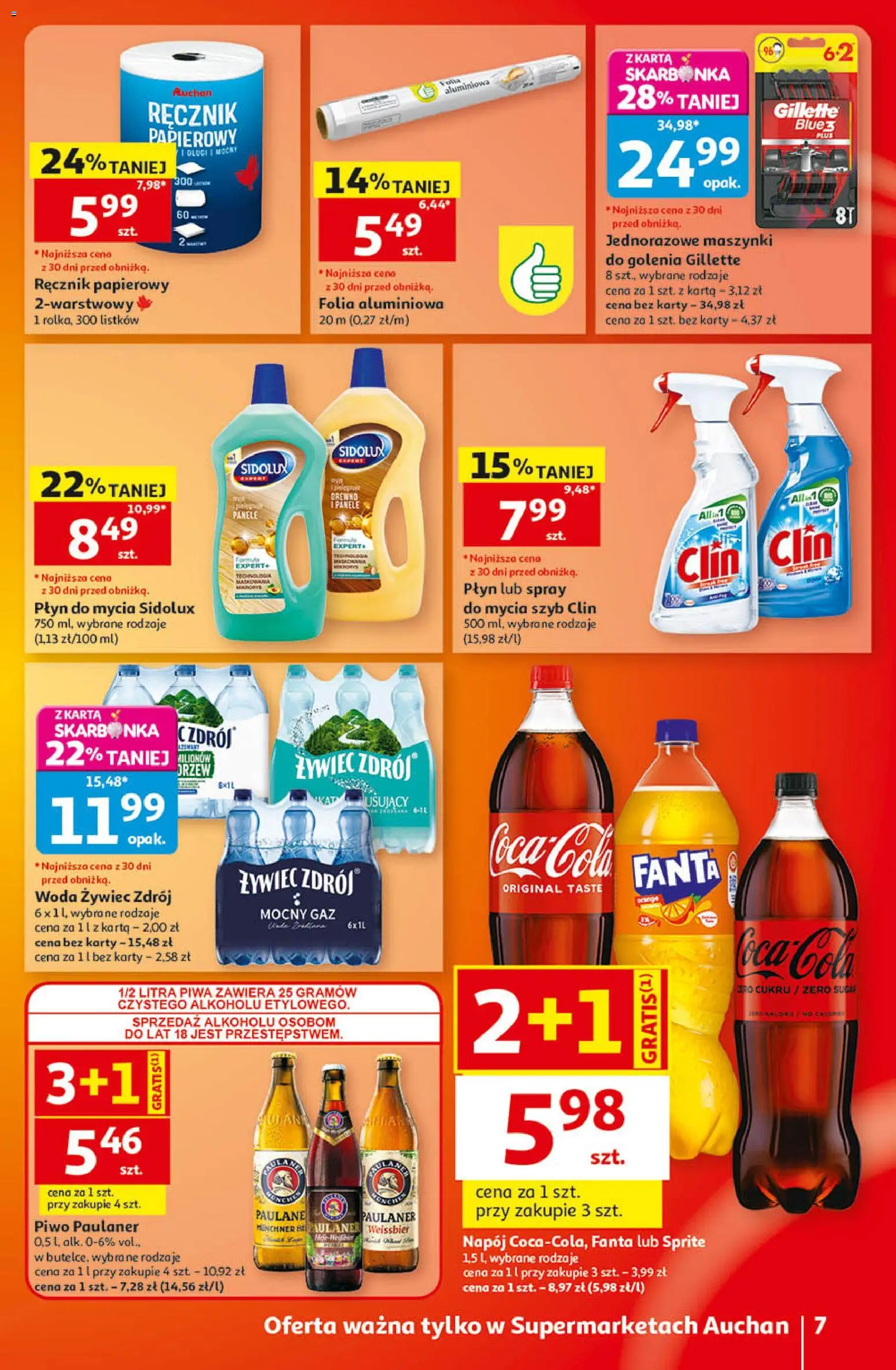 Auchan gazetka od 17.09.2026 | Strona: 7 | Produkty: Woda Żywiec Zdrój, Piwo, Ręcznik papierowy, Woda