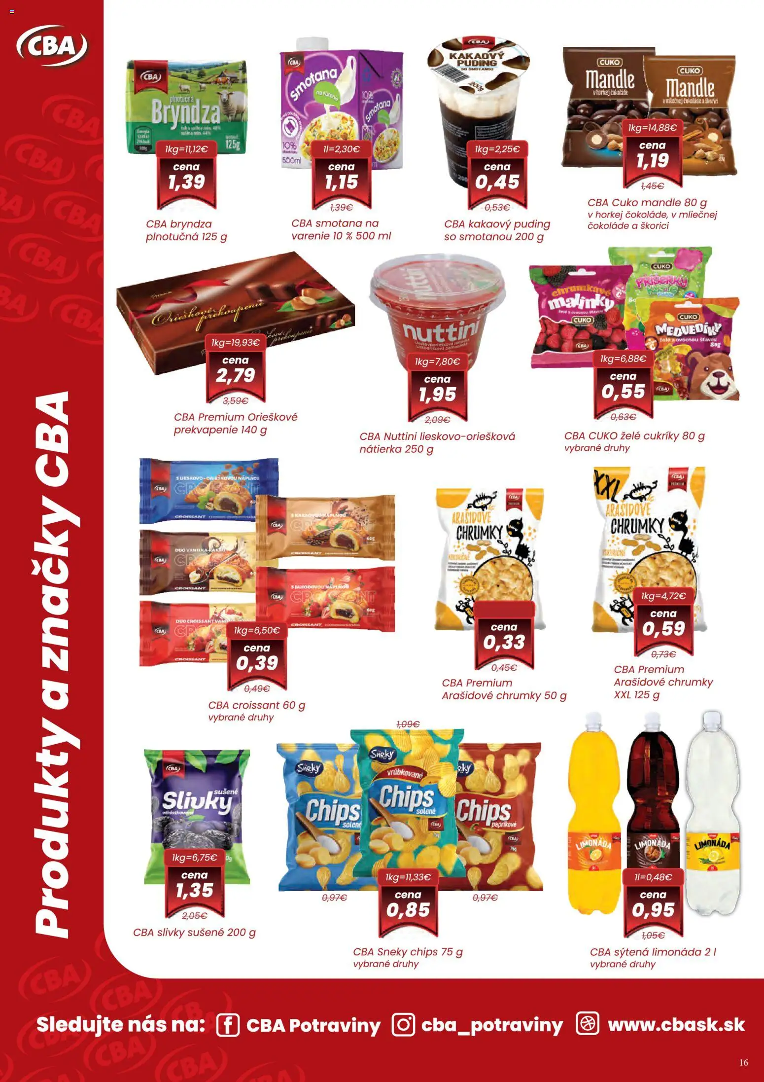 Nové Nitrazdroj akcie – leták je platný od 07.05.2026 | Strana: 16 | Produkty: Croissant, Smotana, Mandle, Slivky