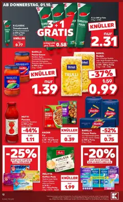 Kaufland Prospekt Bad Kissingen ab 01.10.2026 gültig | Seite: 12 | Produkte: Melitta, Barilla, Spaghetti, Pasta