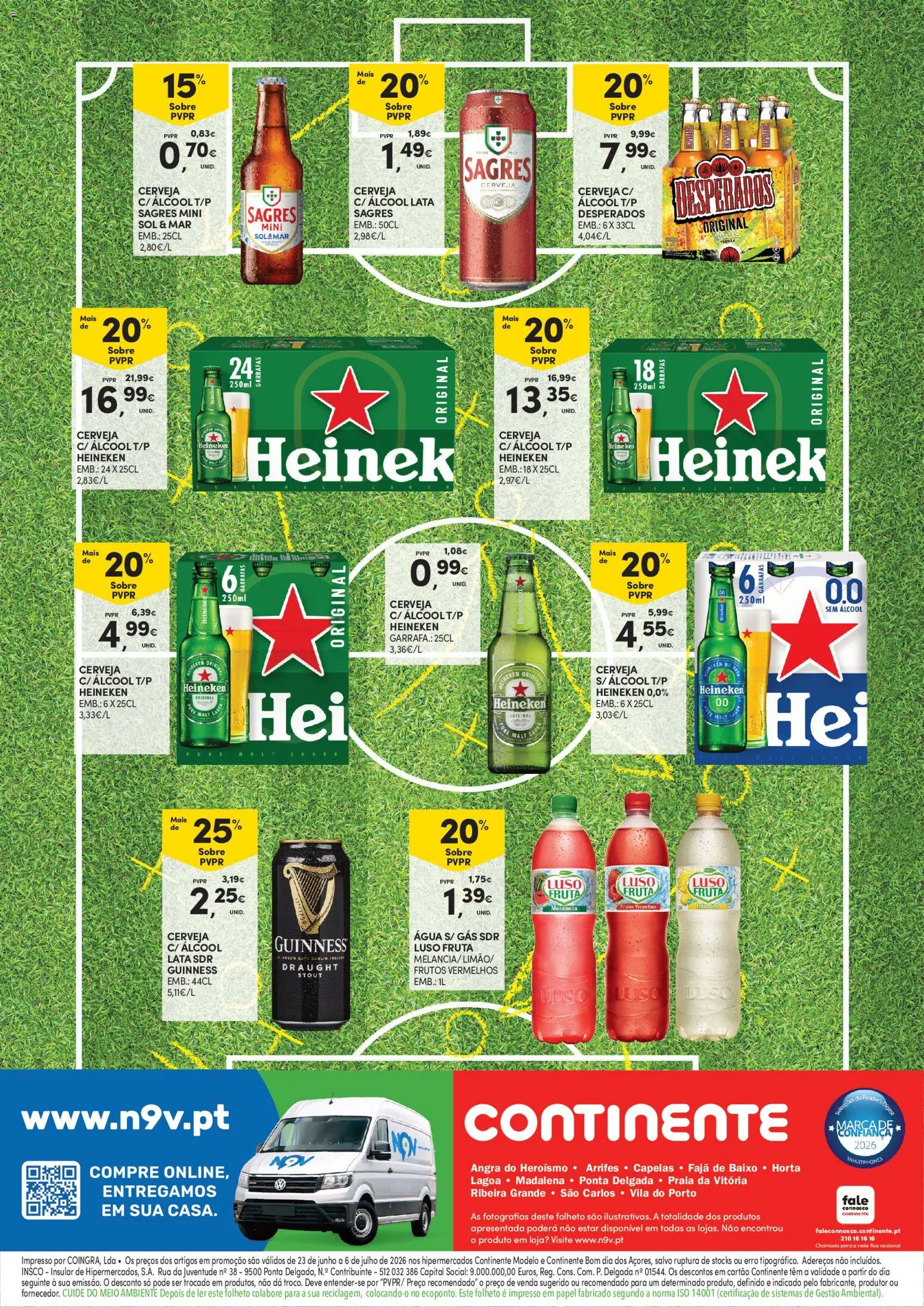 Continente Açores Sagres │ válido de 23/06/2026 | Página: 2 | Produtos: Agua, Cerveja, Tequila, Melancia