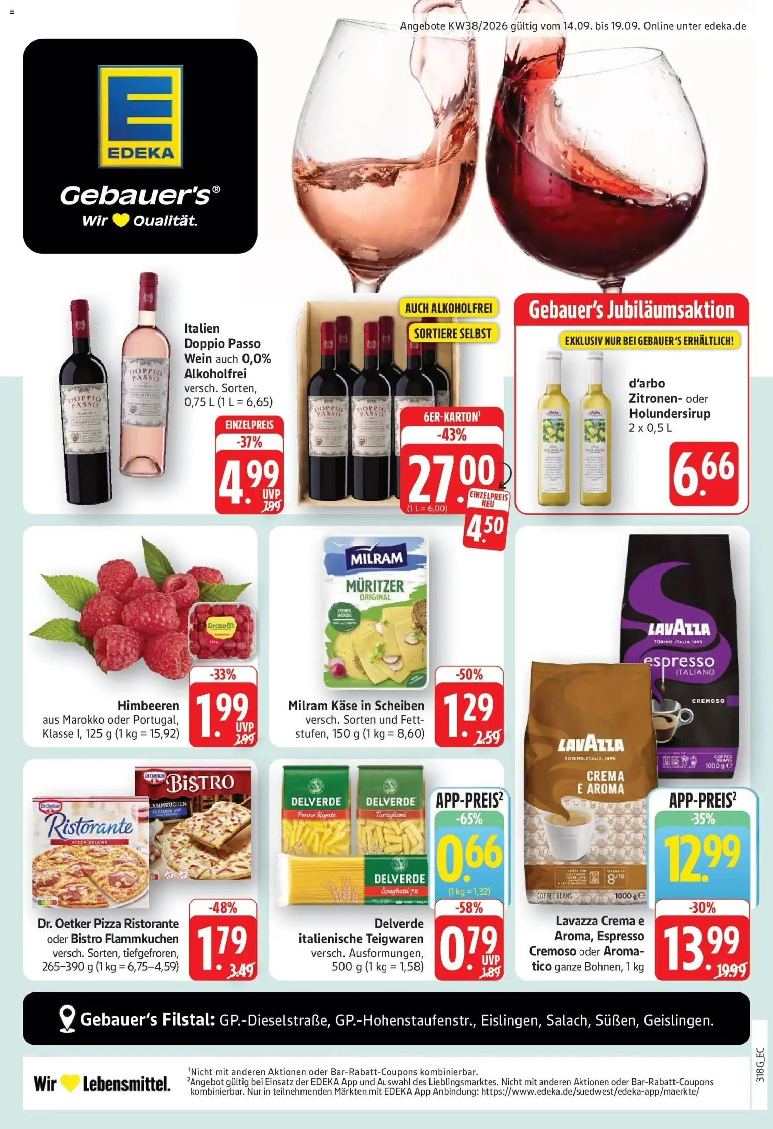 Edeka Prospekt Göppingen (ab 14.09.2026) » Angebote Online | Seite: 1 | Produkte: Himbeeren, Käse, Milram, Pizza