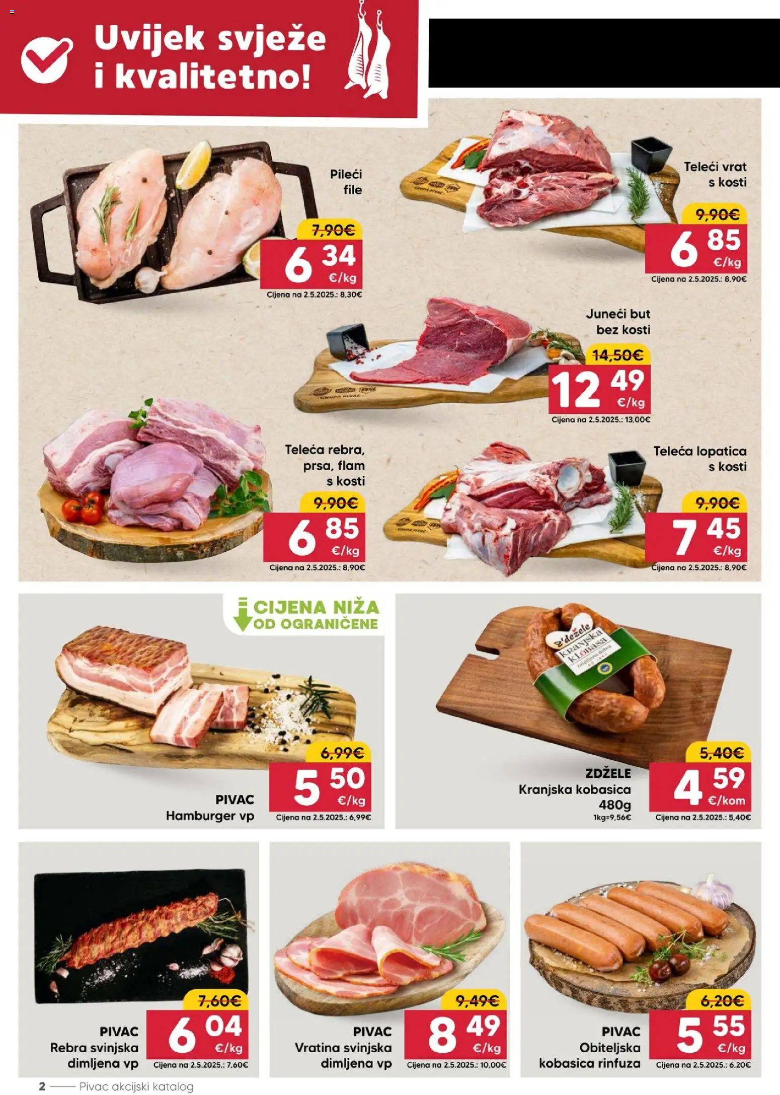 Pivac katalog | vrijedi od 10.08.2026 | Stranica: 2 | Proizvodi: Juneći but, Kranjska kobasica, Kobasica, Teleca lopatica